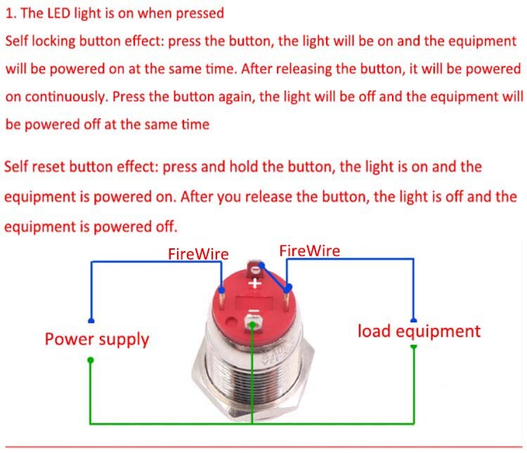 12mm Metal Waterproof LED Illuminated Switch Momentary Push MINI Button Switch