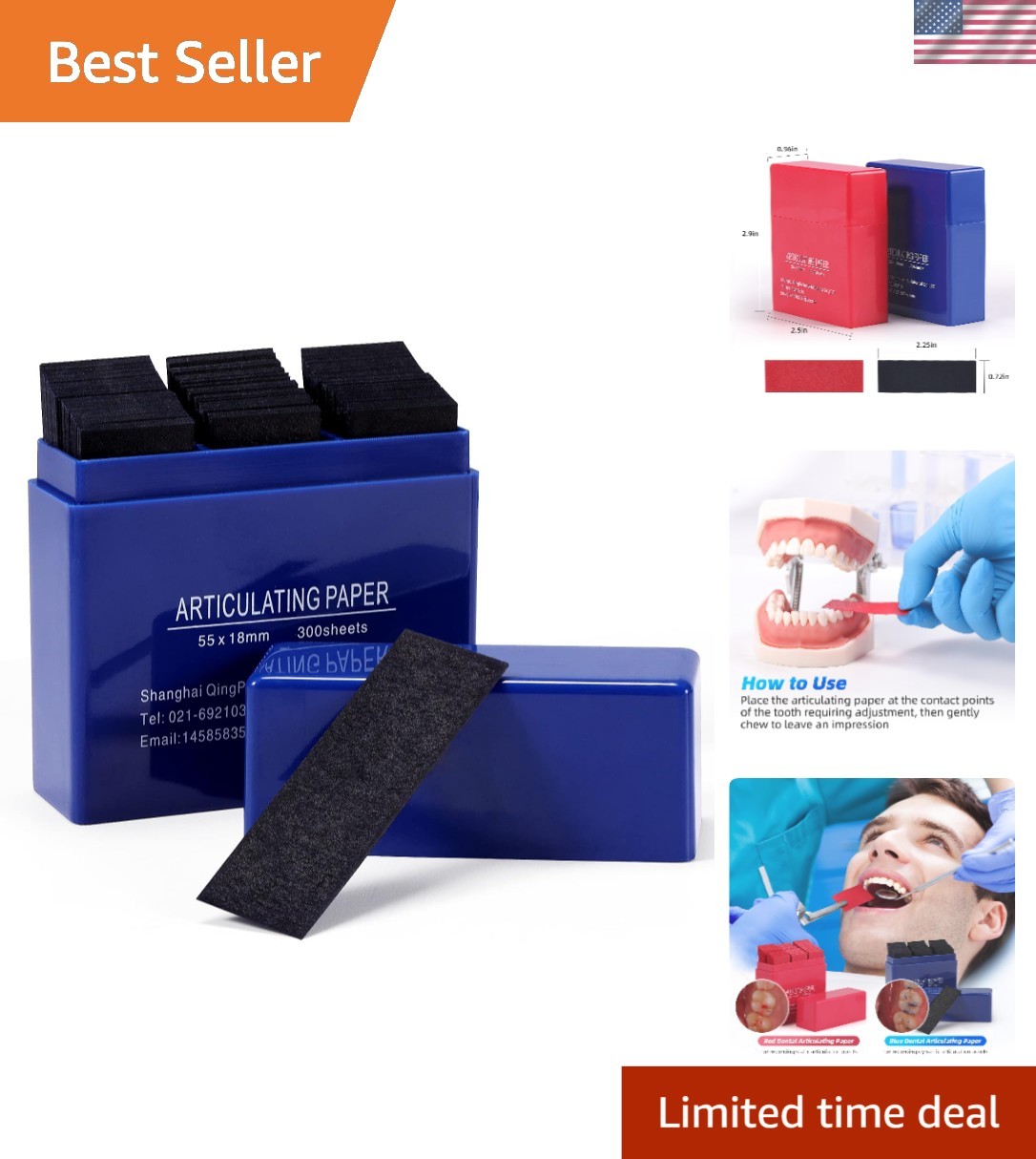 300 PCS Double-Sided Articulating Paper for Denture Fitting - Precision Design