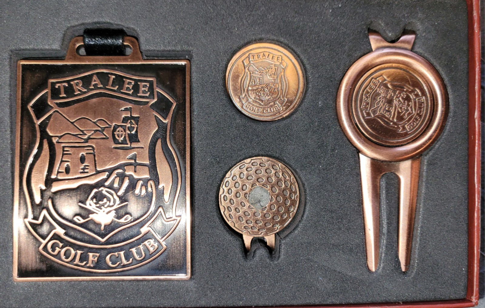 Tralee Golf Club Gift Set Divot Tool Ball Marker Bag Tag County Kerry Ireland