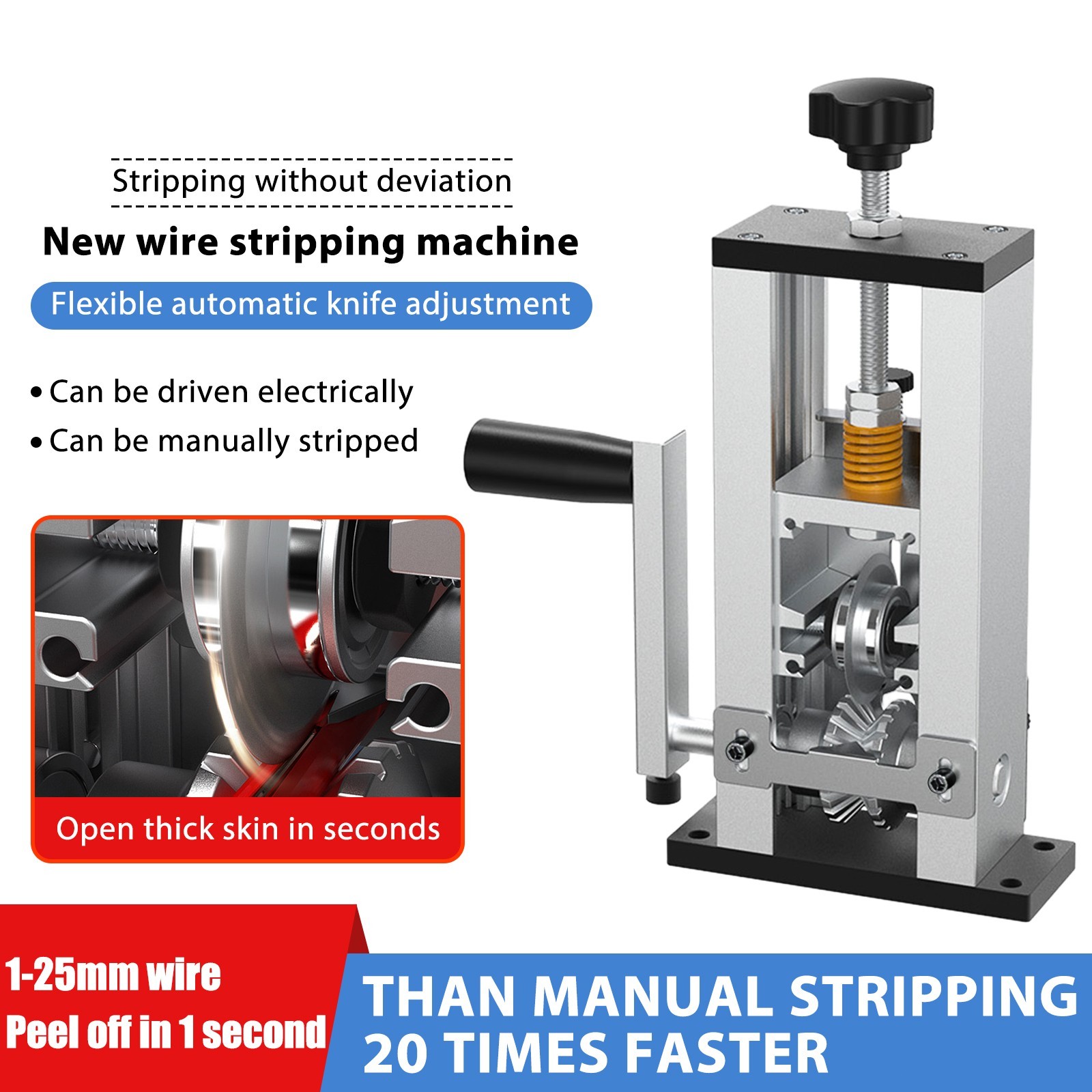 Manual Electric Wire Stripping Machine Portable Copper Cable Stripper 1mm-25mm