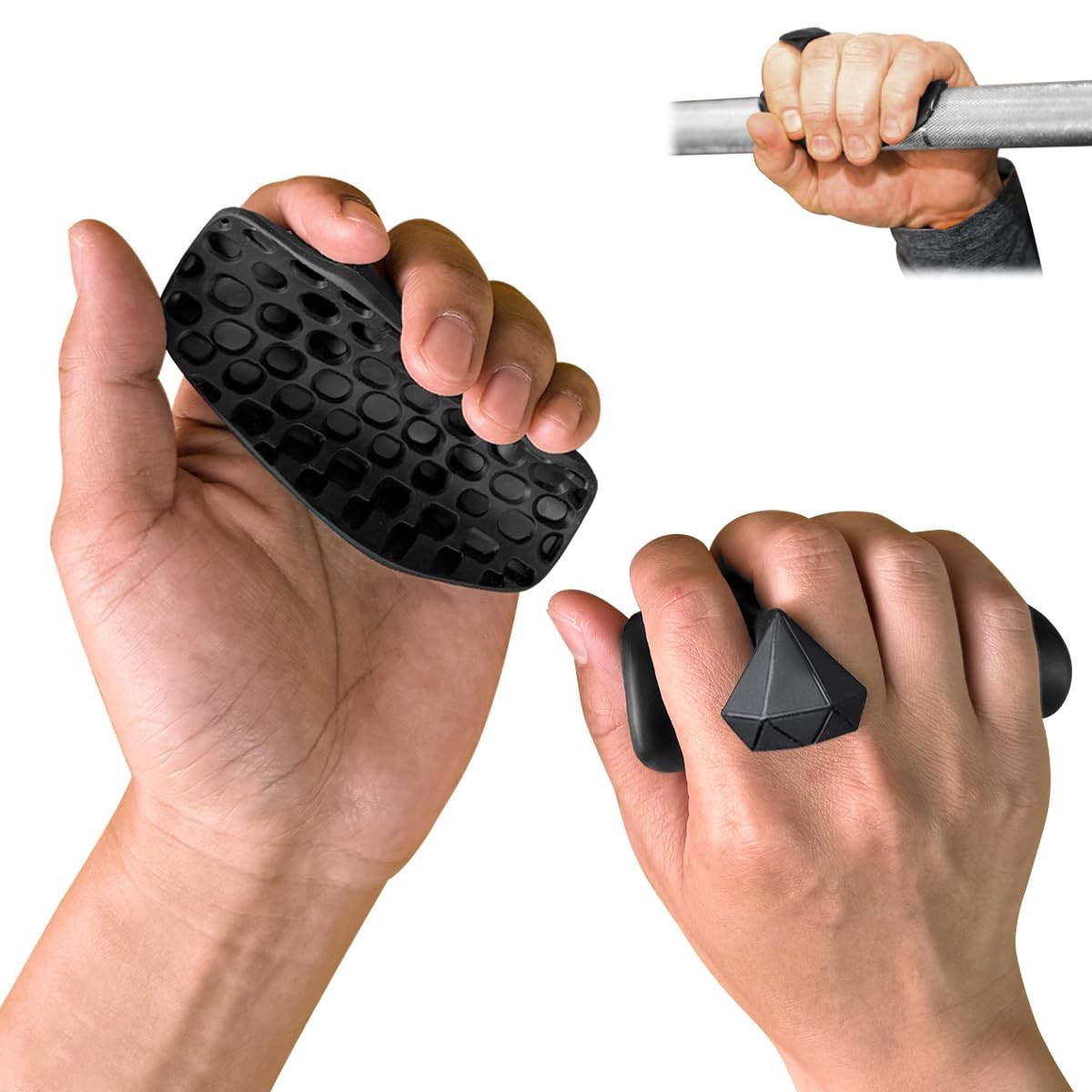 Rubber Gym Grips Weight Lifting for Men & Women, Anti Slip Large, Black