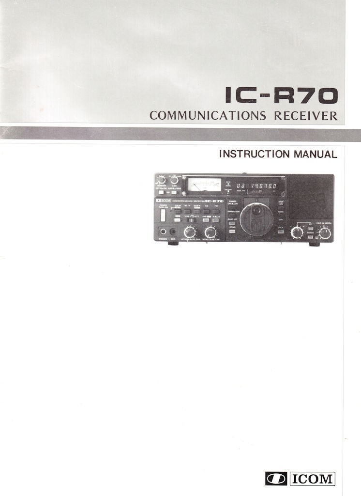 ICOM IC-R70 INSTRUCTION MANUAL - HIGH QUALITY