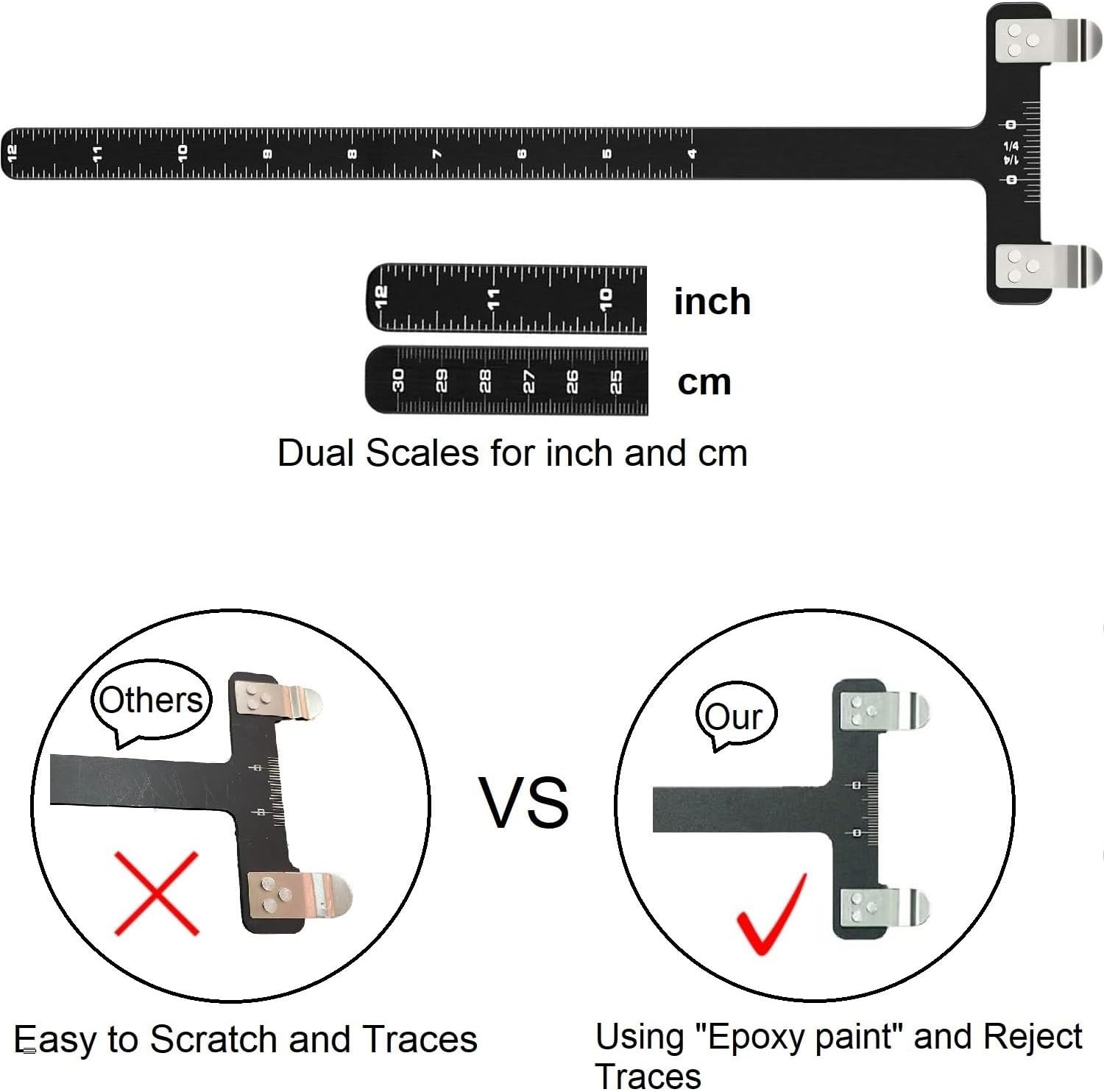 Archery Bow String Nocking Points Set with T Square Ruler Black