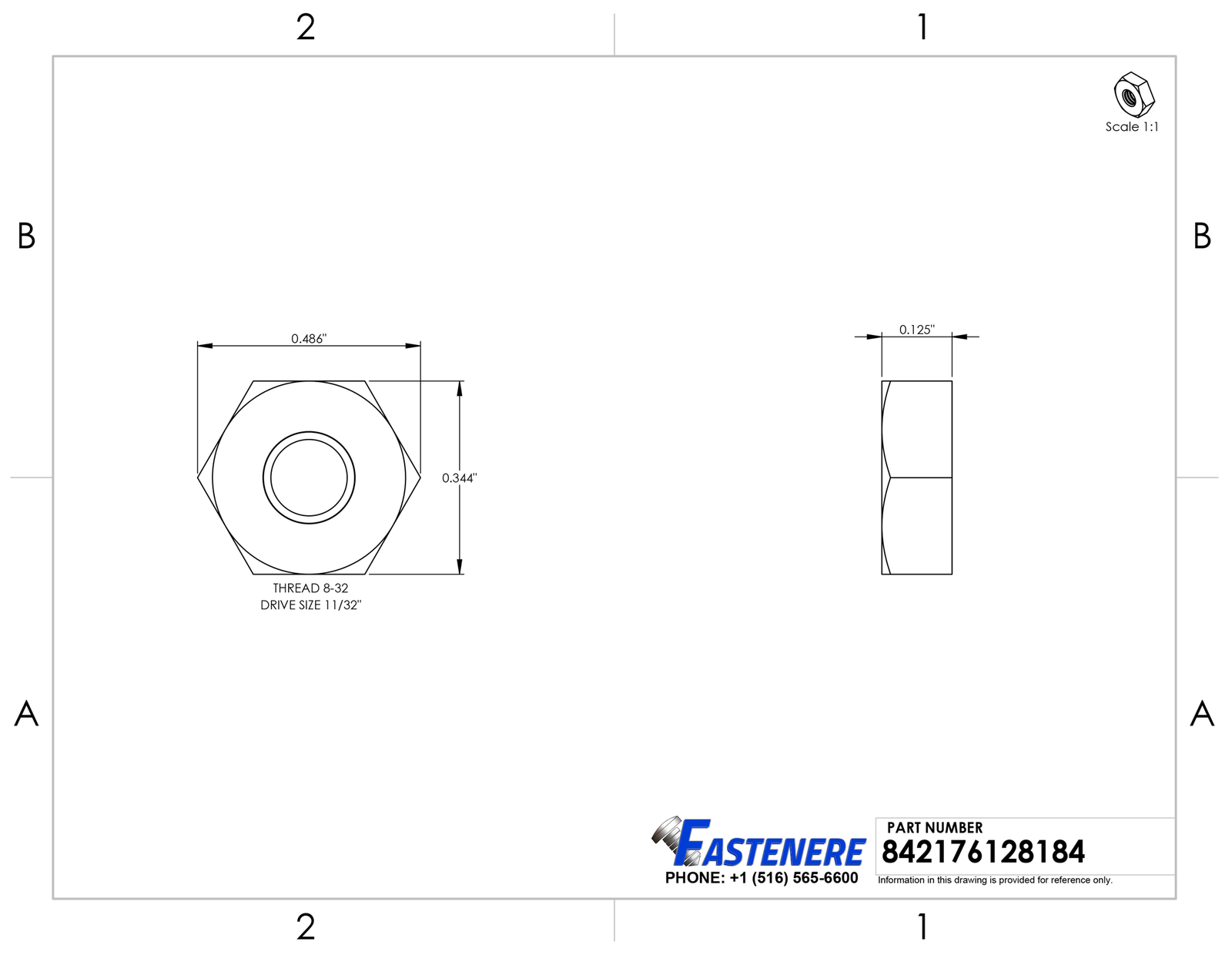 8-32 Machine Screw Hex Nuts Solid Brass Qty 100