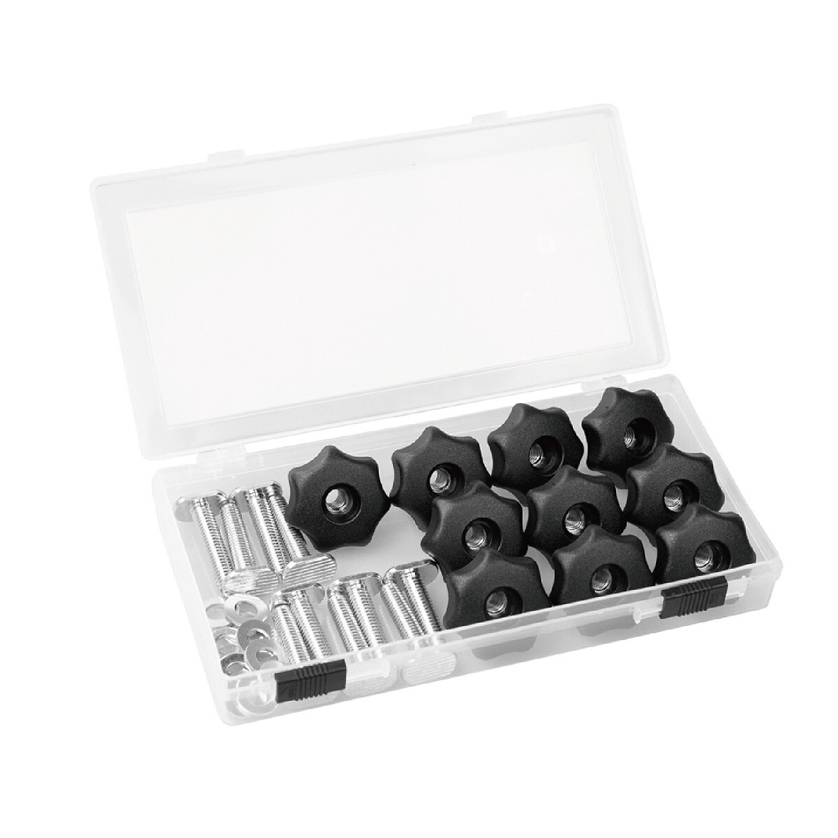 POWERTEC 71890 2 Pcs Double-Cut Profile Universal T-Track (24") and 10-PK Knobs