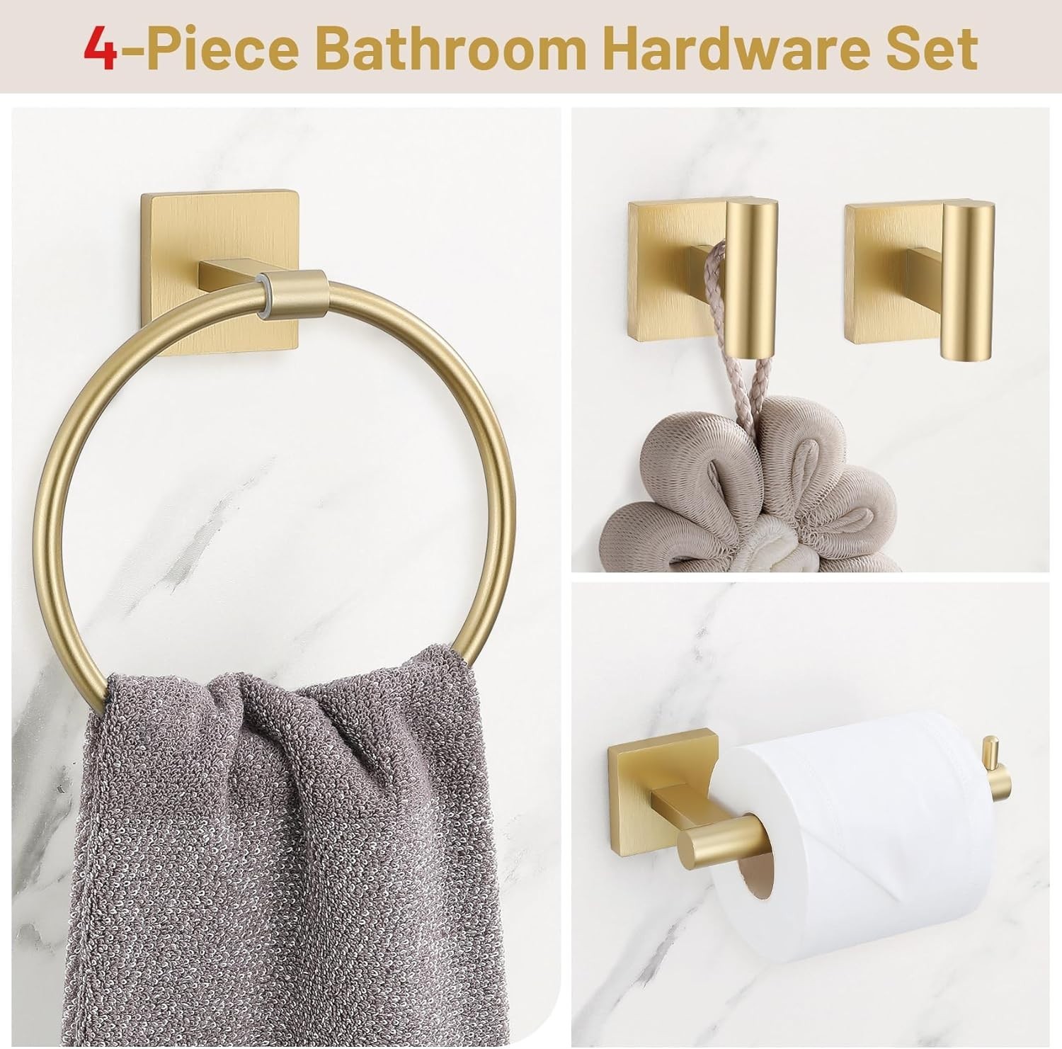 Missing Hardware 4 Piece Bathroom Includes Towel Ring Hooks Toilet Paper holder