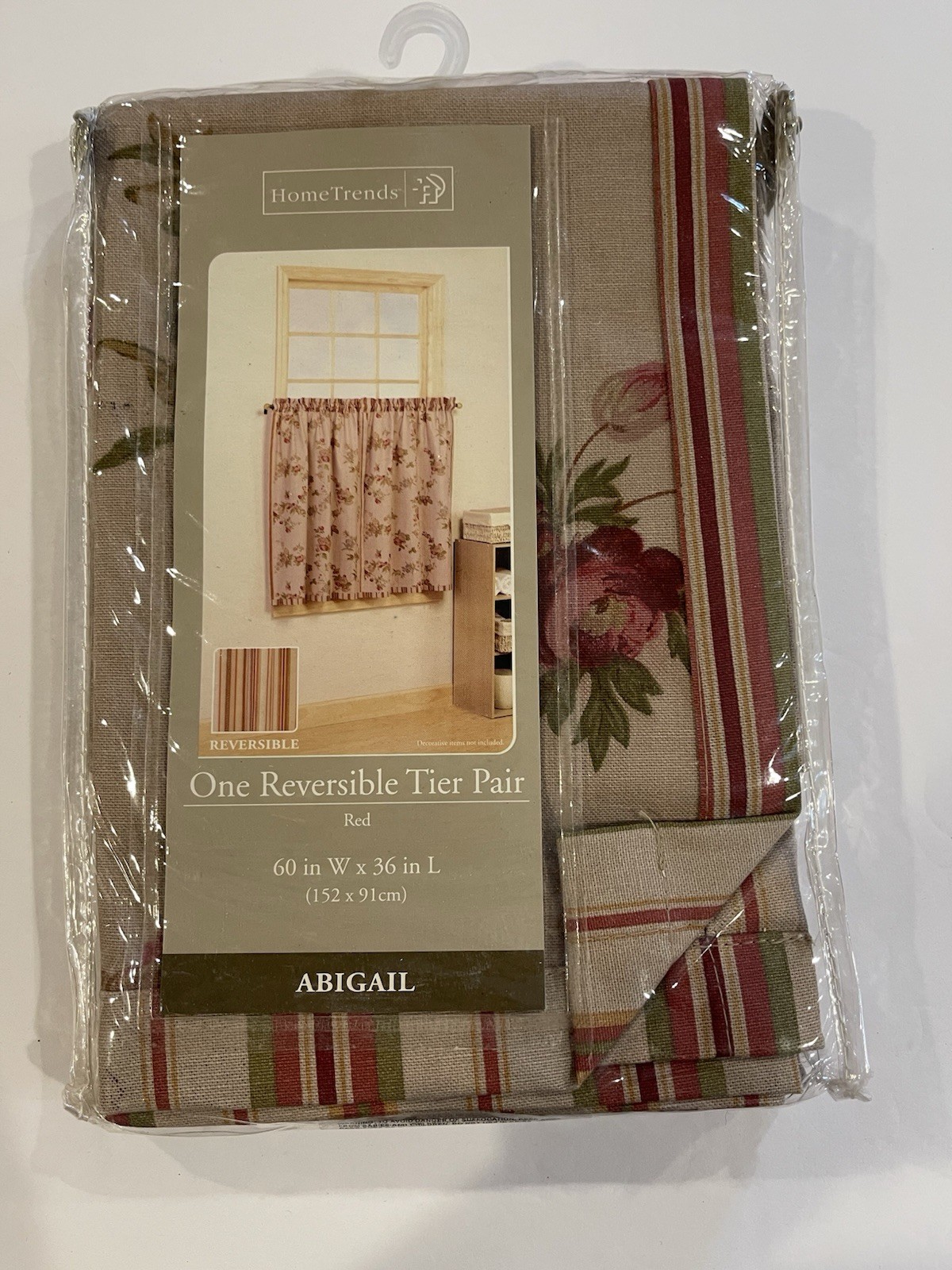 Home Trends One Tier Pair 60”x 36" Kitchen and Bath Linen Abigail New in Package