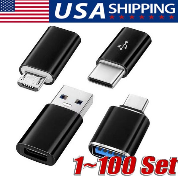 4-Pack USB3.0 Type C Female to USB Male Adapter OTG Micro USB to C Converter LOT