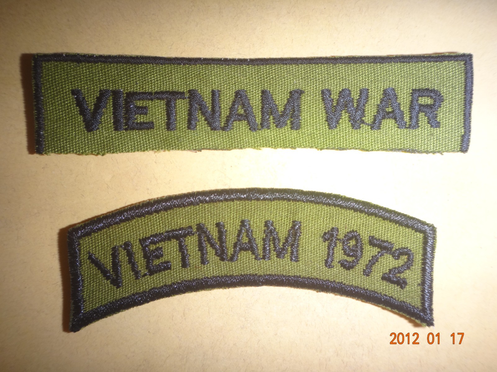2 Vietnam War Subdued Patches: VIETNAM WAR and VIETNAM Year 1972