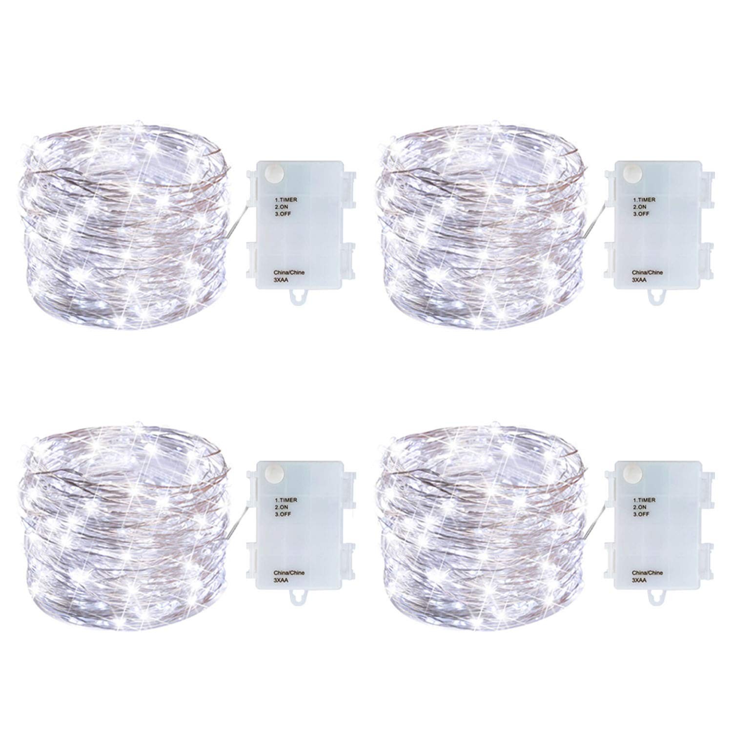yongzhenlite 4 Pack Battery Operated Dewdrop Led Lights,Indoor 10feet, White