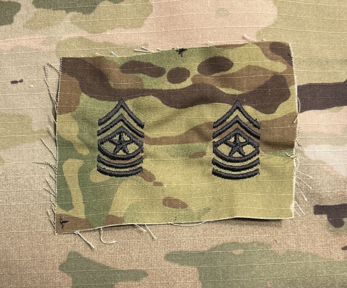US Army SGM/E9 Cap Rank (2) OCP Sew-On Sergeant Major Pair Combat Uniform