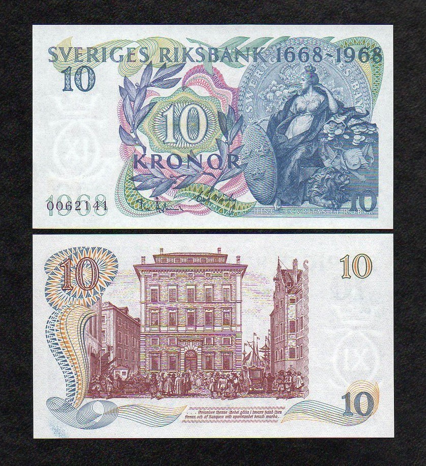 Sweden 10 kronor 1968 UNC P-56 Commemorative