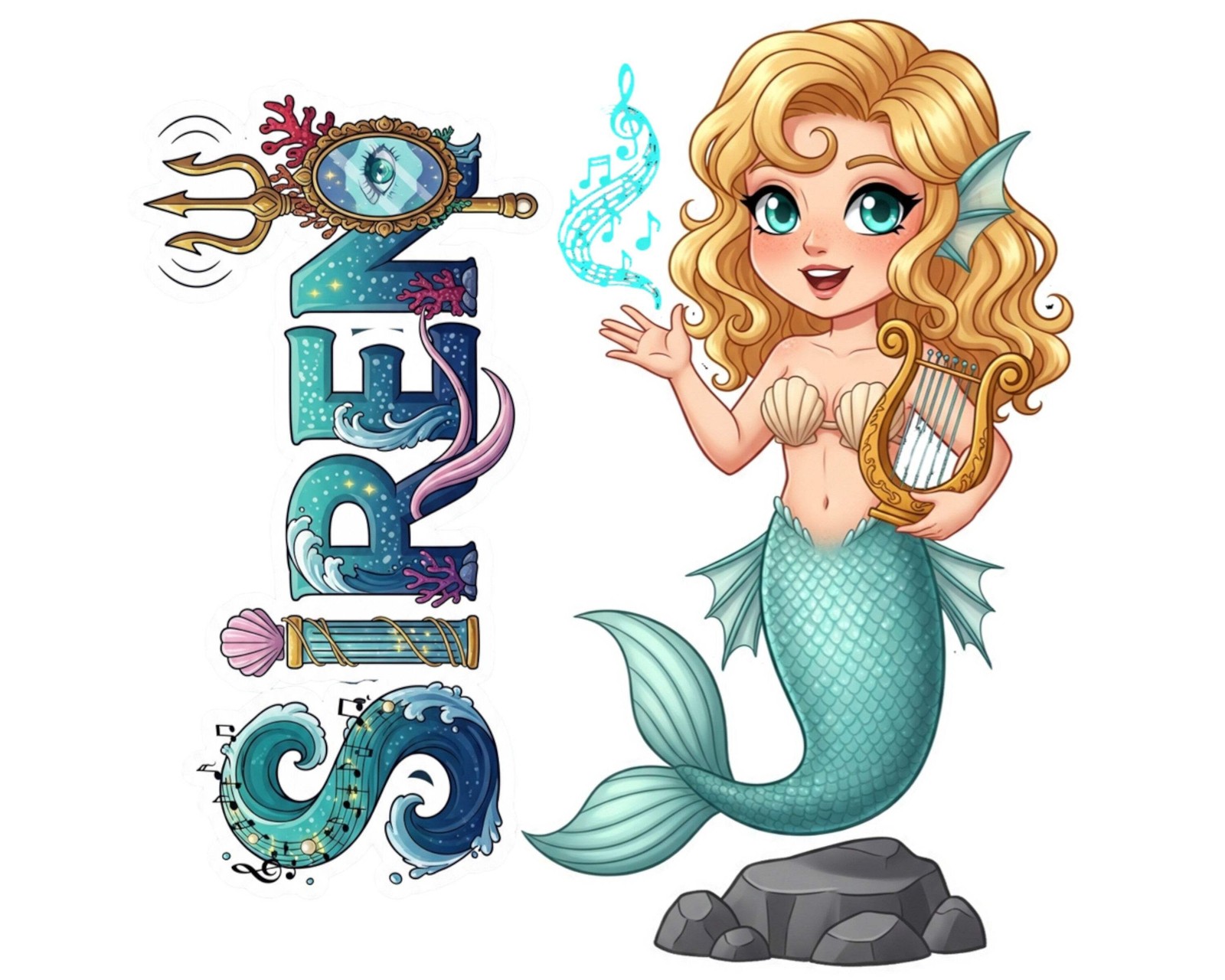 Siren Sticker and Magnet - Enchanter of the Seas Mythkins™ – Mythical Sea Creatu