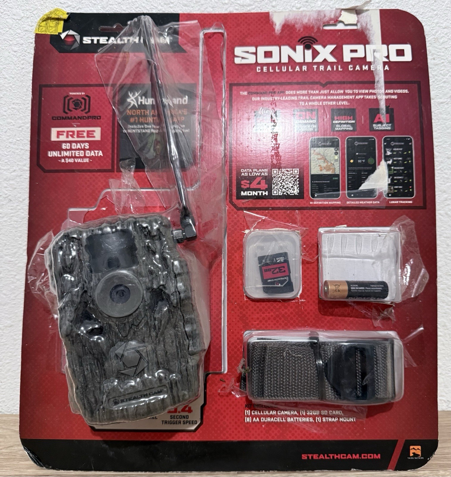 Cellular Trail Camera Stealth Cam Sonix Pro 36 MP Dual Sim 32GB SD 80 ft Range