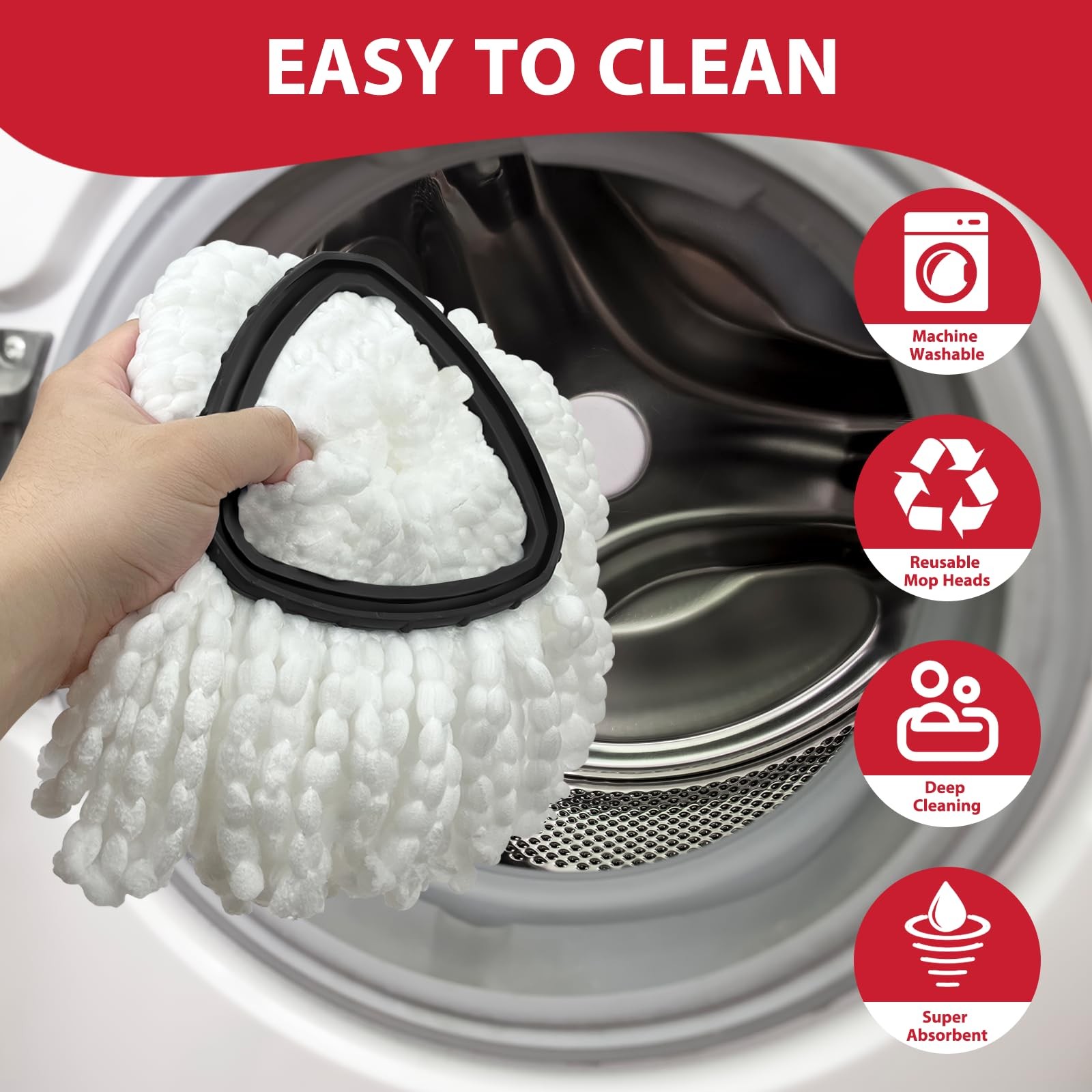 Spin Mop Replacement Set for O-Ceda EasyWring 1-Tank System, Includes 2 Mop H...