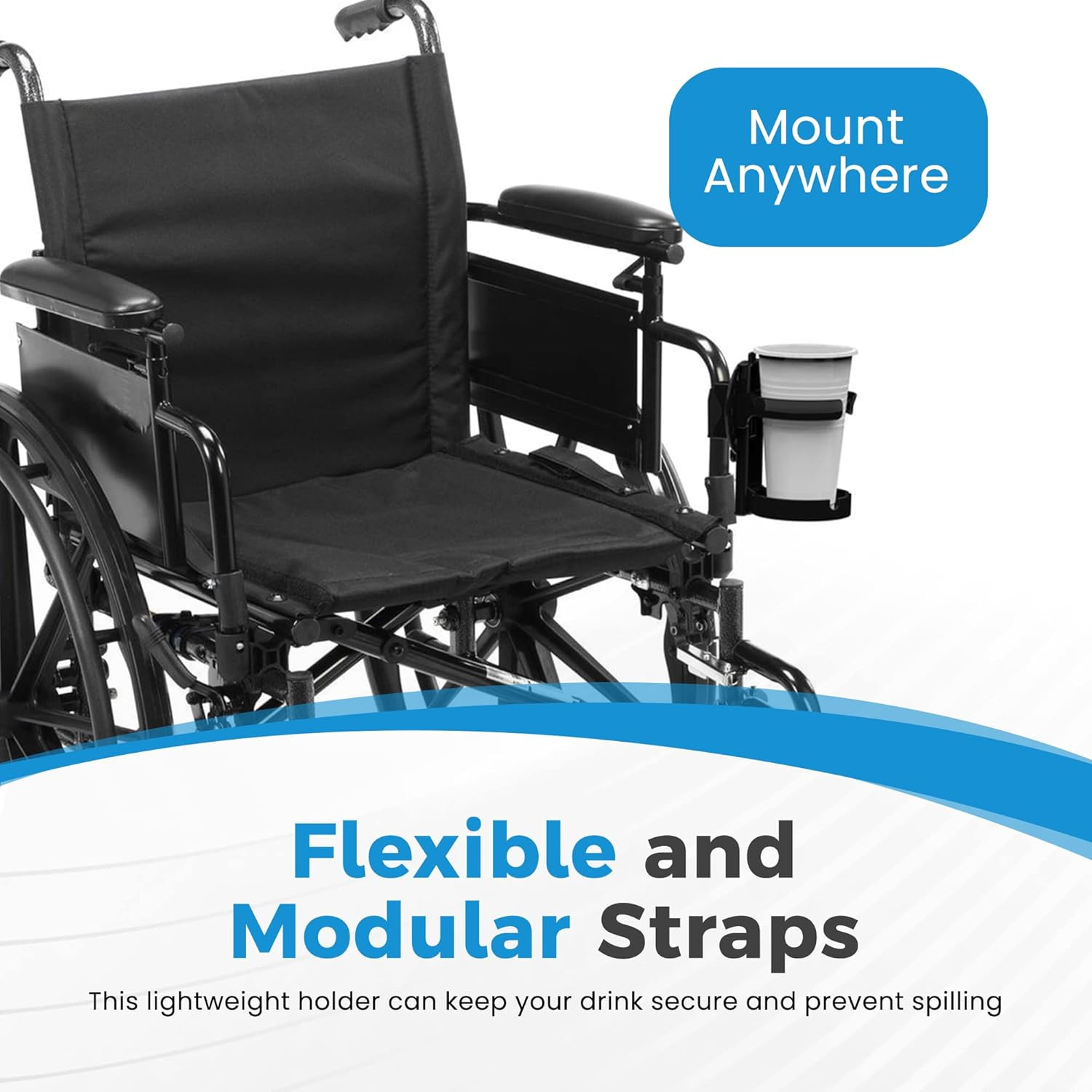 Mobility Cup Holder For Adults - Portable Drink Holder for Wheelchair - Compa...