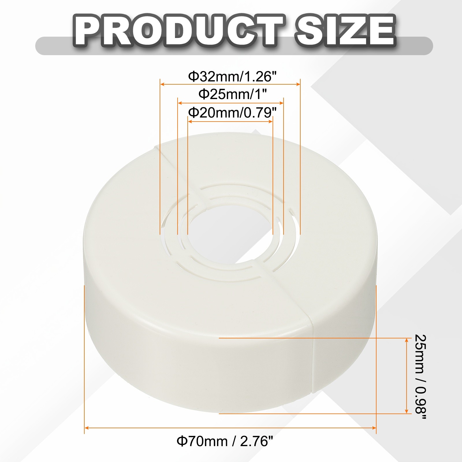 2pcs Wall Split Flange 0.98" Plastic Round Split Flange Pipe Cover, White