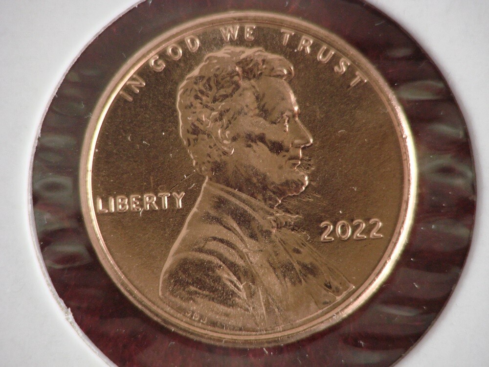 2022-P Lincoln Cent Obverse Field Restricted Struck Through Thru Error - Gem BU