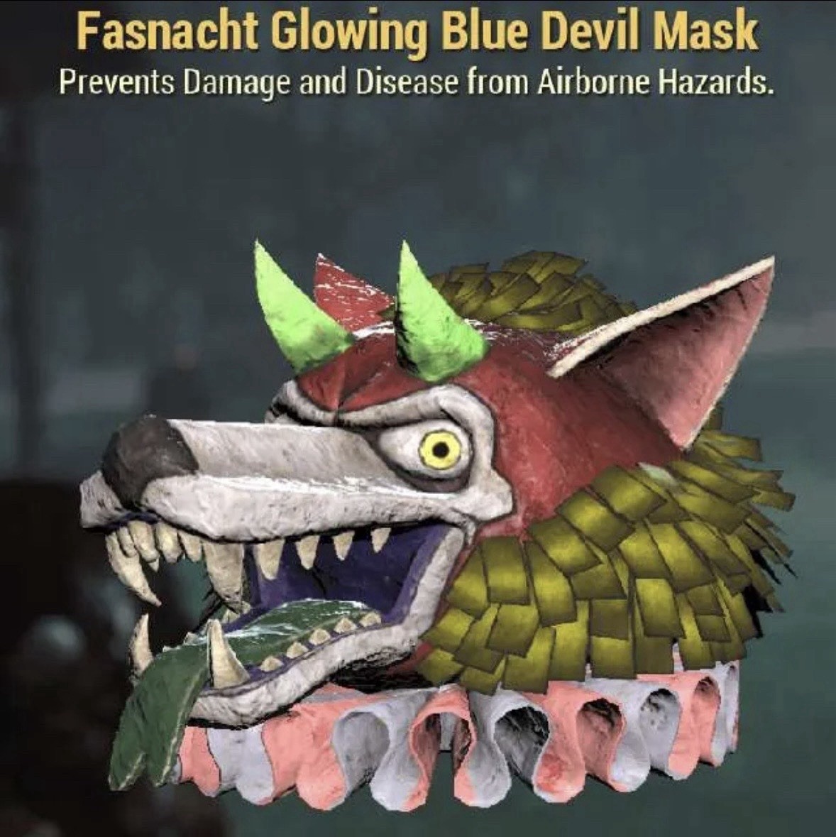 RARE Fallout 76 FO76 XBOX Fasnacht GLOWING BLUE DEVIL Mask FAST DELIVERY