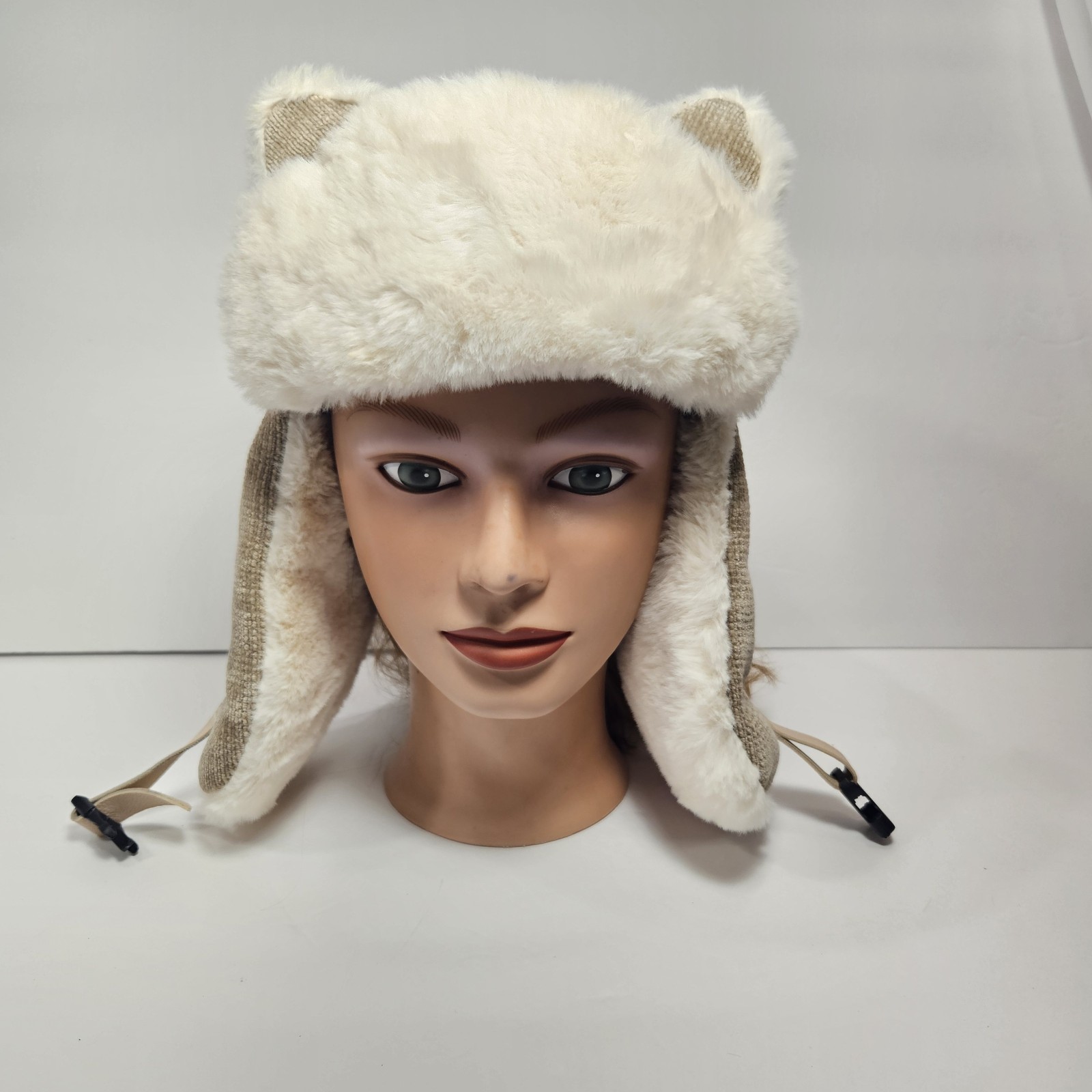 Women Trapper Hat with Cat Ears Thermal Insulated Ushanka Winter Ski Earflap