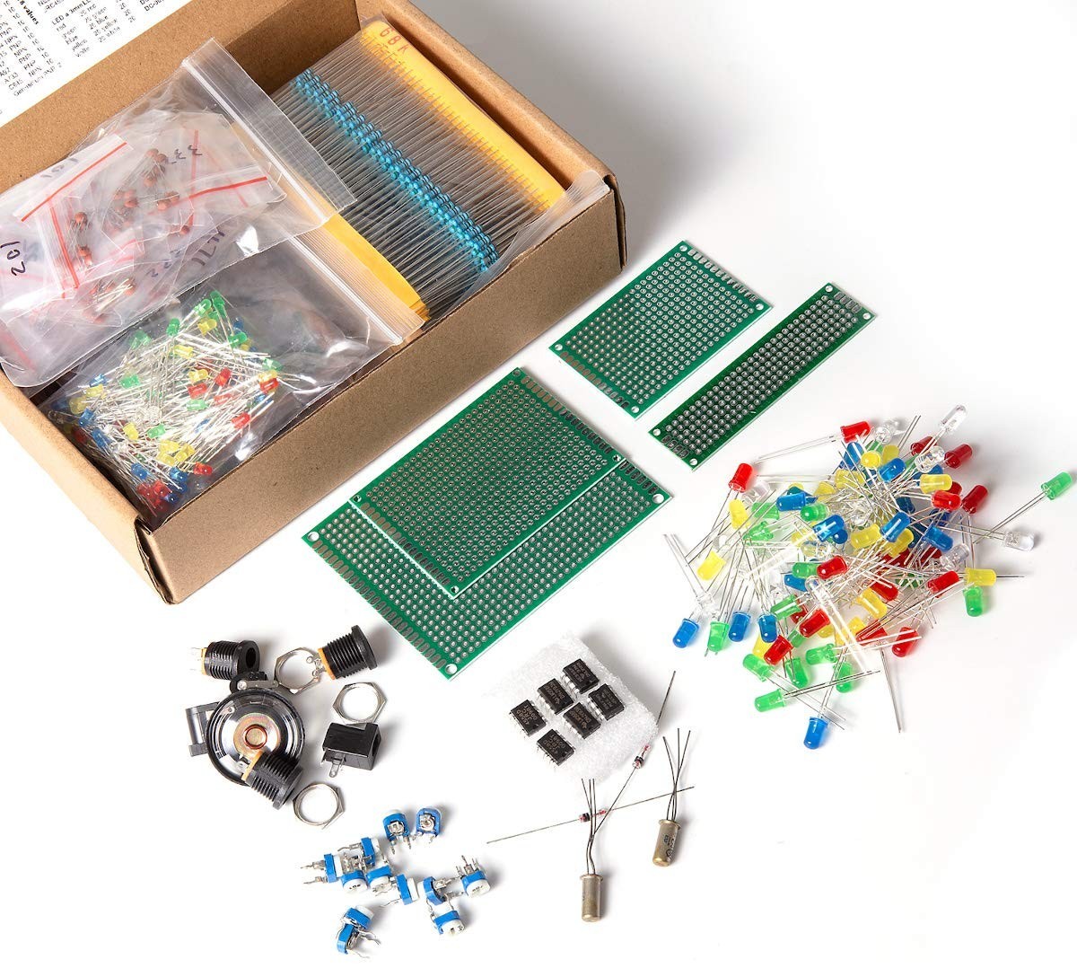 1900 Piece Electronic Components Set Including Resistors, Diodes and Transistors