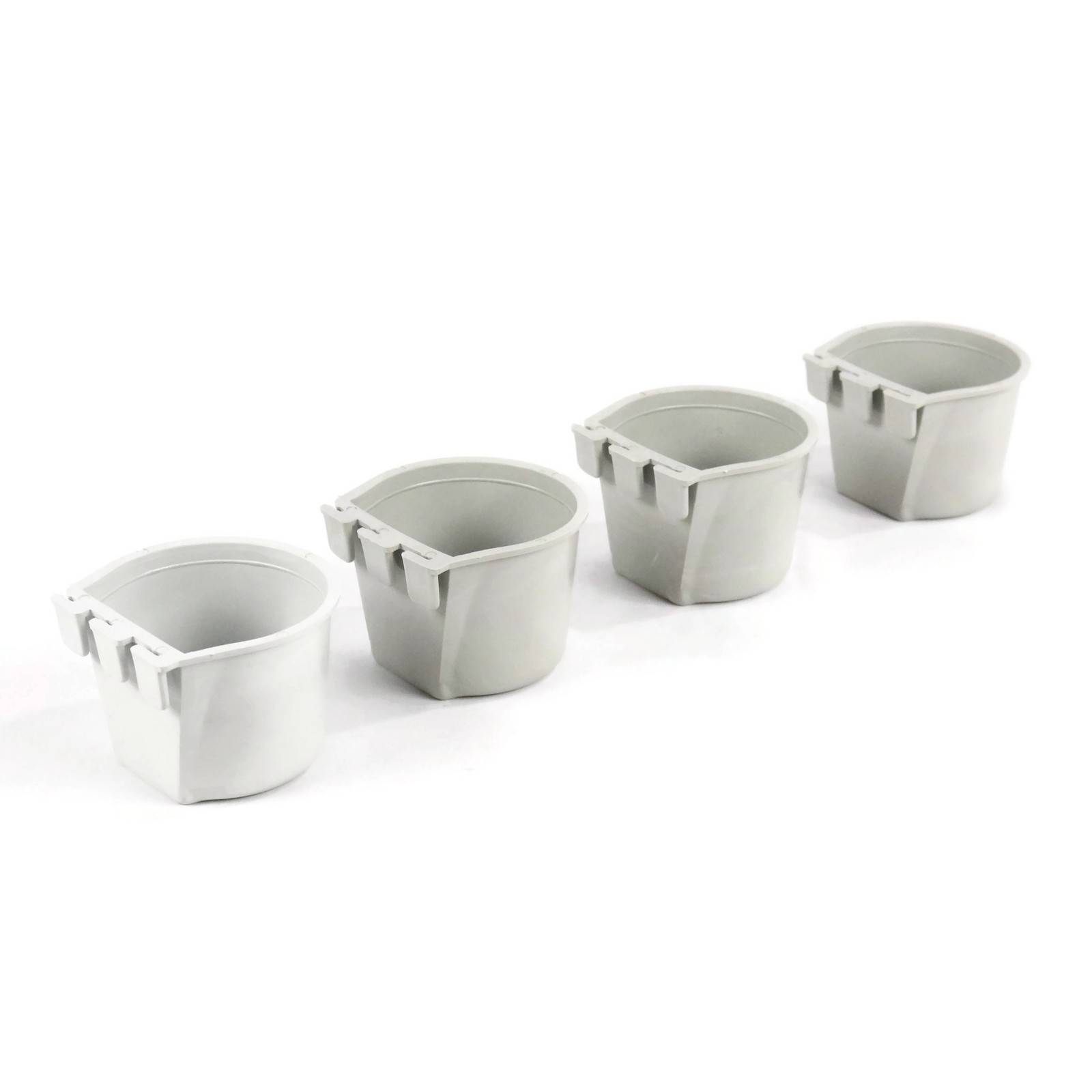 4-Pack - Gray Cage Cups for Feed & Water for Poultry, Ducks, Birds, Hamsters