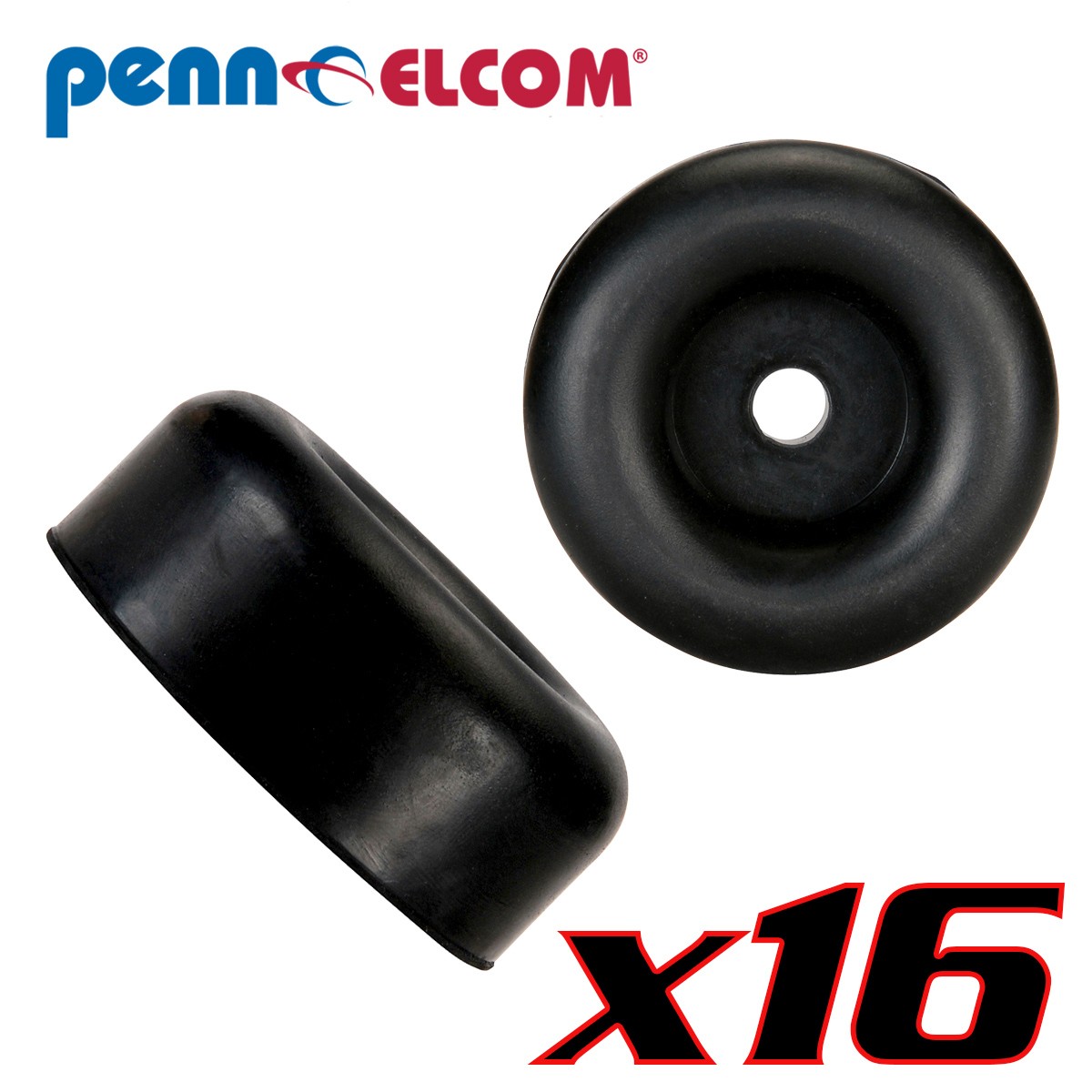 Sixteen Pack Penn Elcom 9106 Rubber Cabinet Foot 2.5"Dia x 1"H Heavy-duty Black