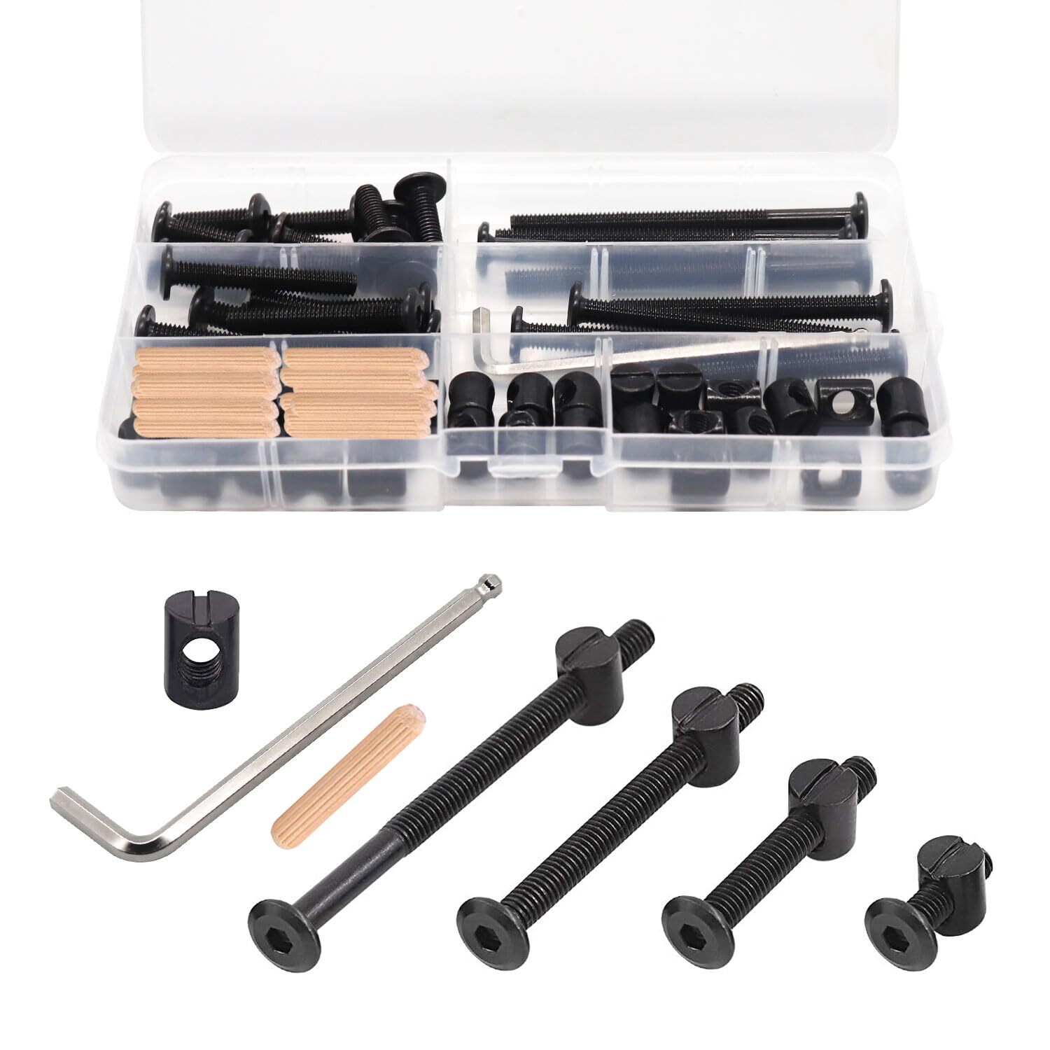 Crib Screws Hardware Replacement Kit - 16 Set Baby Bed Frame Bolts,Barrel Nut...