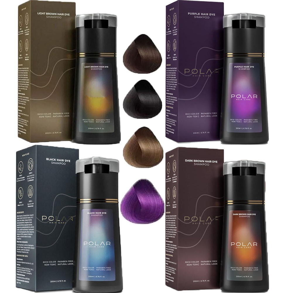 Polar Hair Dye Shampoo, Color Shampoo Hair Dye for Women & Men New 200ML