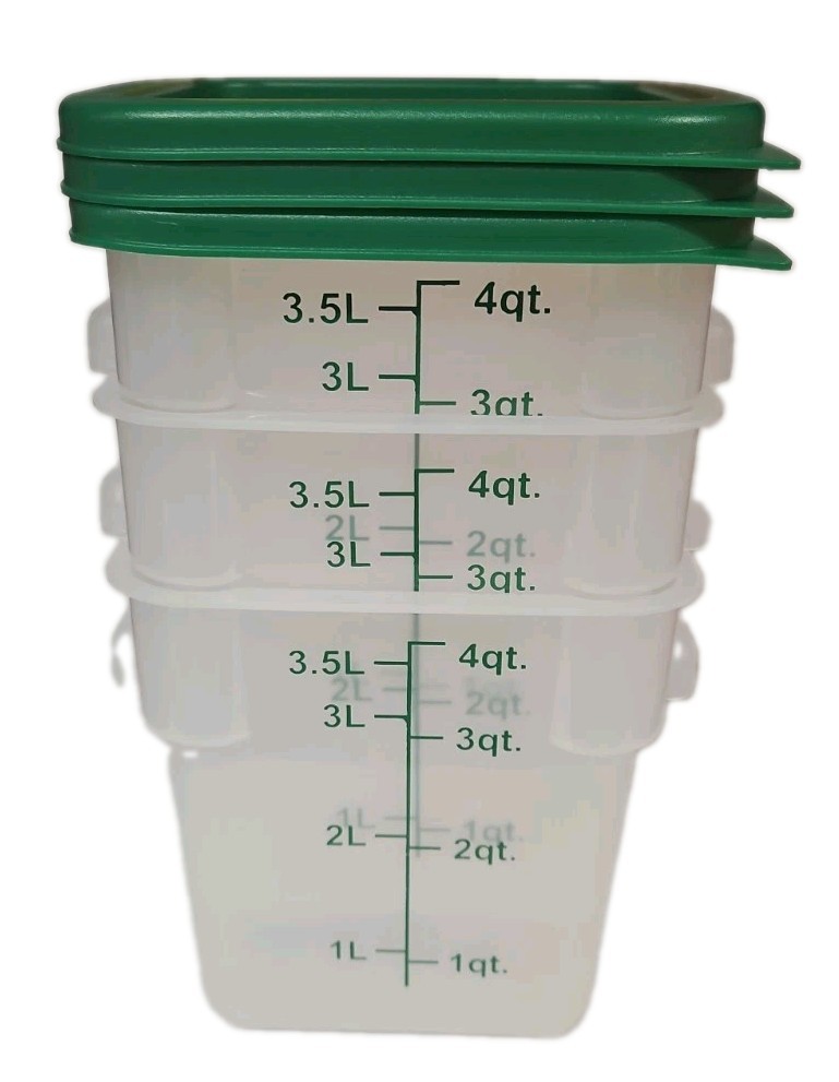 SET OF 3 SQUARE  4 QT TRANSLUSCENT STORAGE/FOOD  CONTAINERS W/ LIDS