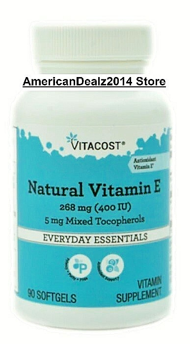 Vitacost Natural Vitamin E - 268 mg (400 IU) + 5g Mixed Tocopherols 90 Softgels