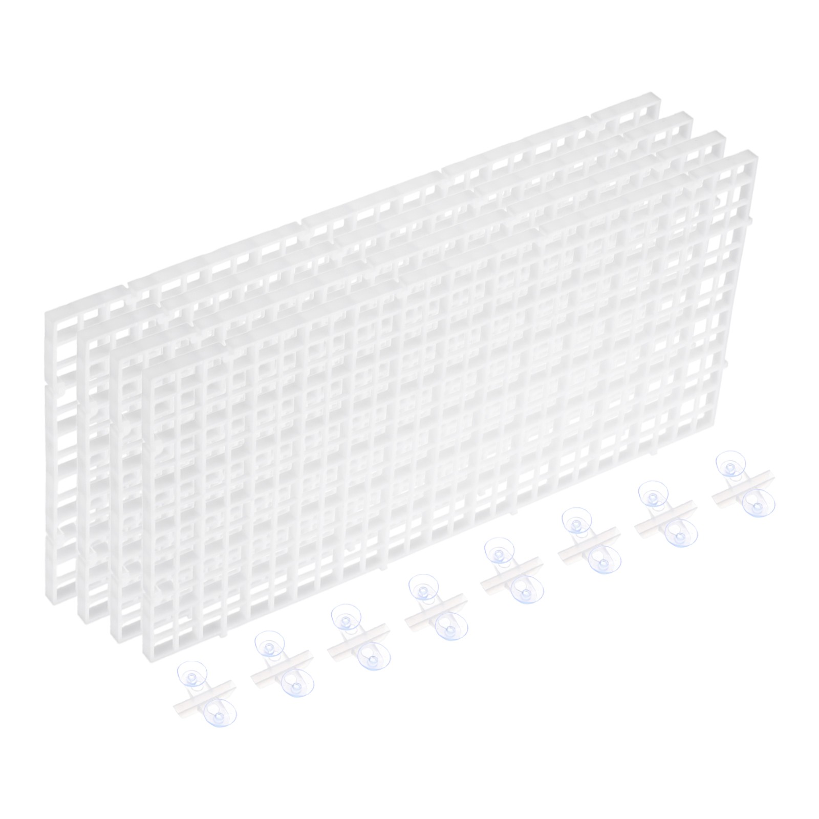4Pcs Aquarium Fish Tank Divider, 12x6 Inch Egg Crate with Suction Cups, White