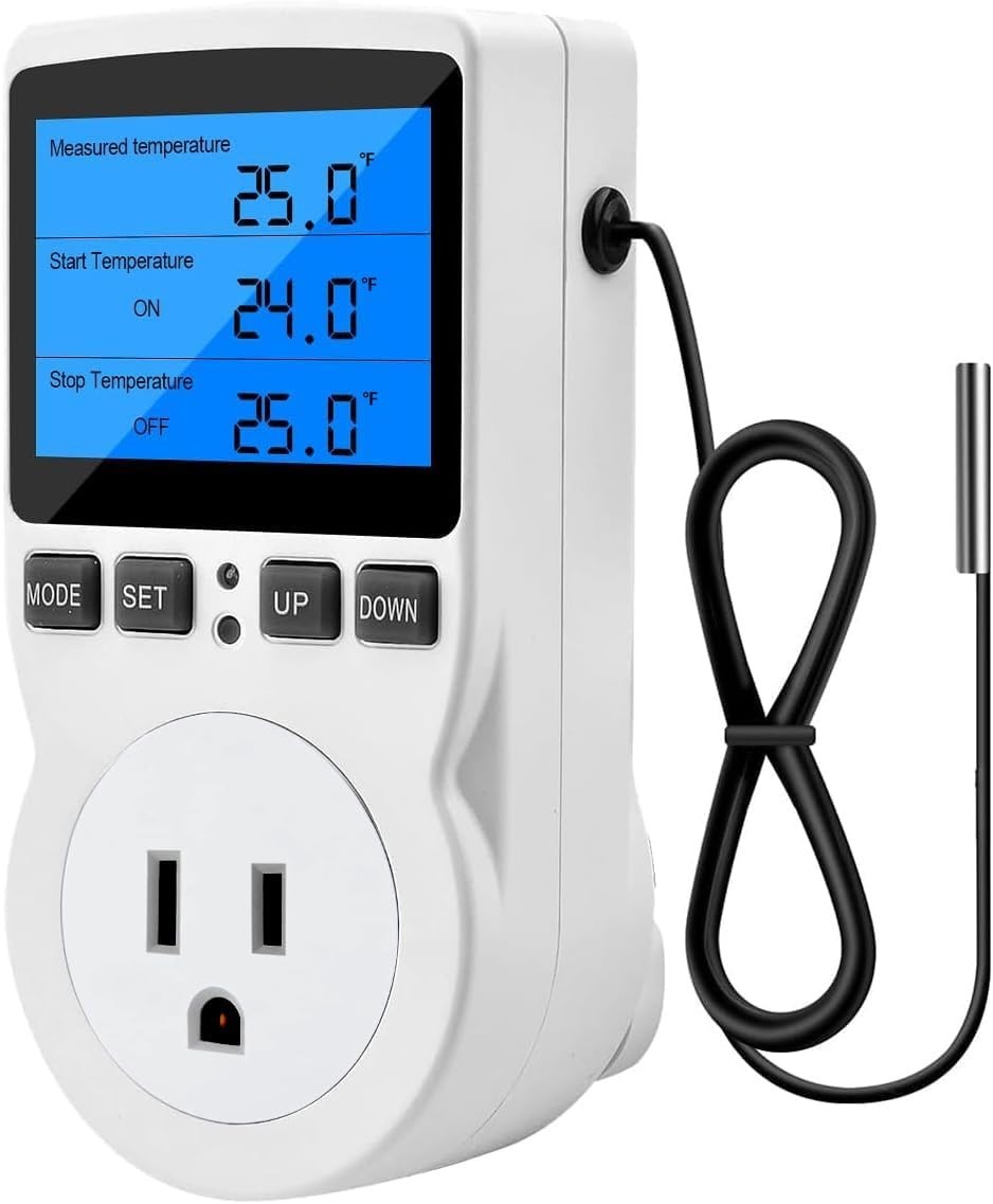 Digital Thermostat Controller - Plug-in Temperature Controller for RVs, Repti...