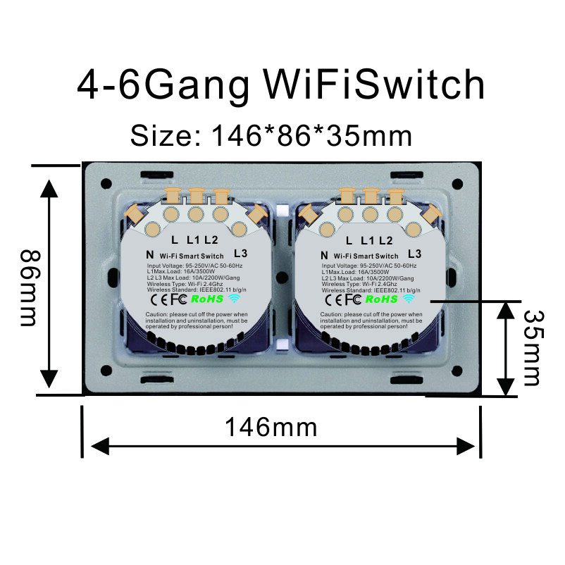 TUYA Smart Life APP WiFi Light Switch Socket EU Touch Panel Works w/Alexa Google