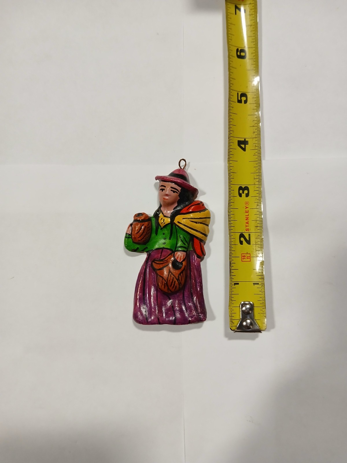 Vintage Handmade/Painted Peruvian Clay Folk Art Ornament Peru