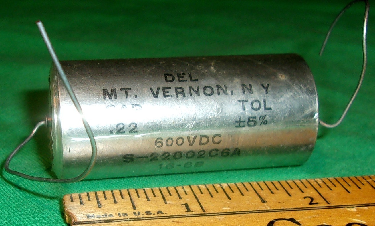 DEL Mt. Vernon, NY .22uF 600VDC Vitamin Q Herm. Sealed Cap NOS TestOK! S-22002C6