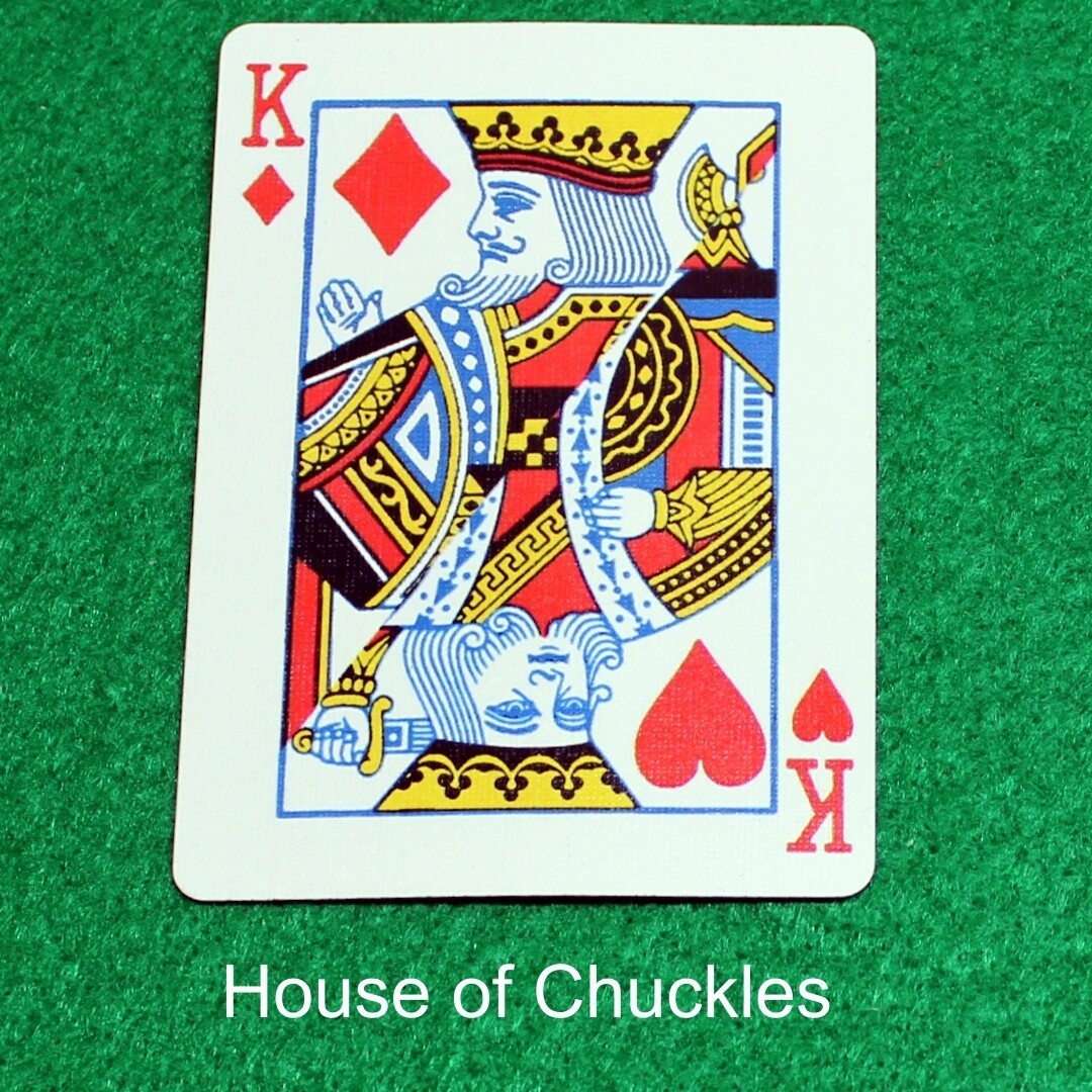King of Diamonds / Hearts, Half Diagonal, Bicycle Printed Gaff Card, Red