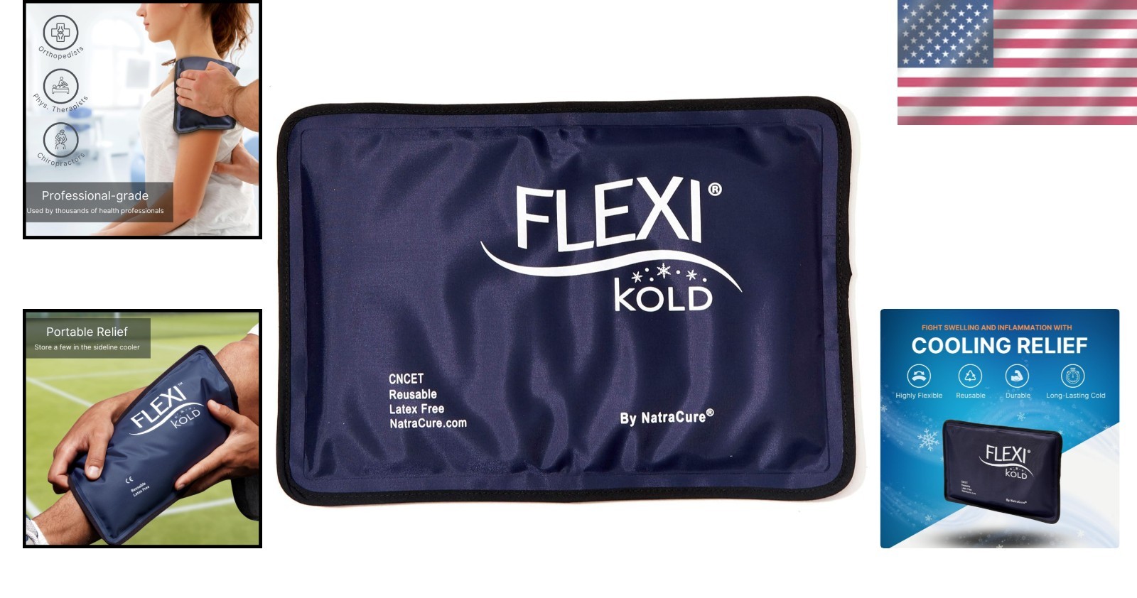 FlexiKold Medium Gel Ice Pack - Reusable Cold Compress for Injury Relief
