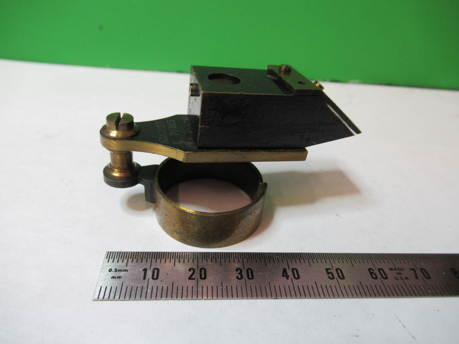 ANTIQUE BRASS NACHET PARIS PROJECTION PRISM ASSEMBLY MICROSCOPE PART X2-A-14