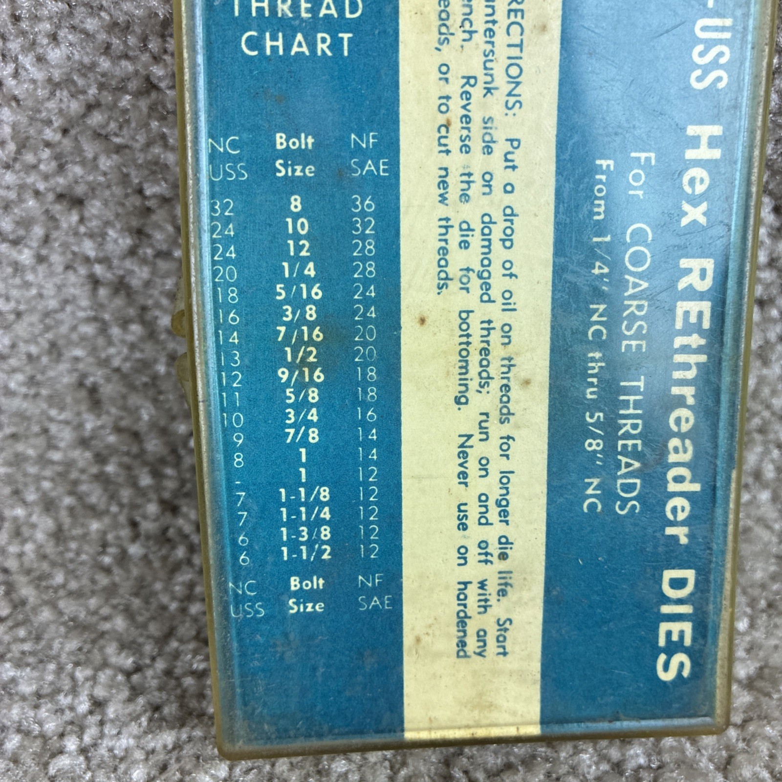 Snap-On TRC7A Rethreader Dies 7Pcs. Original Case Good Condition