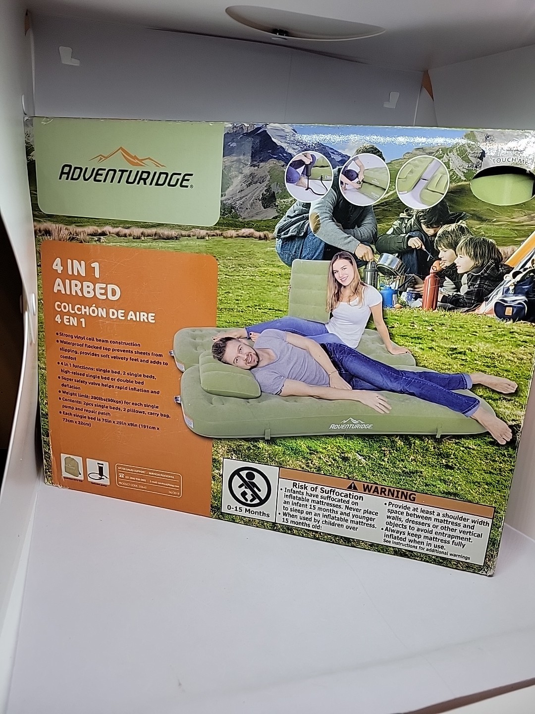 Adventuridge 4 In 1 Airbed Hiking Camping Outdoor Sleeping Gear Air Mattress New