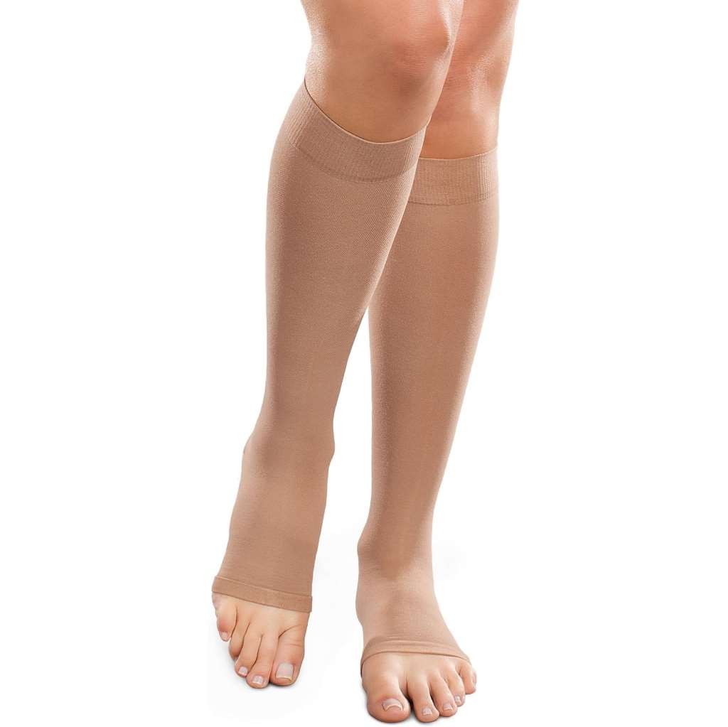 Therafirm Ease Opaque Open Toe, Knee Highs 20-30mmHg (Black) Small Short