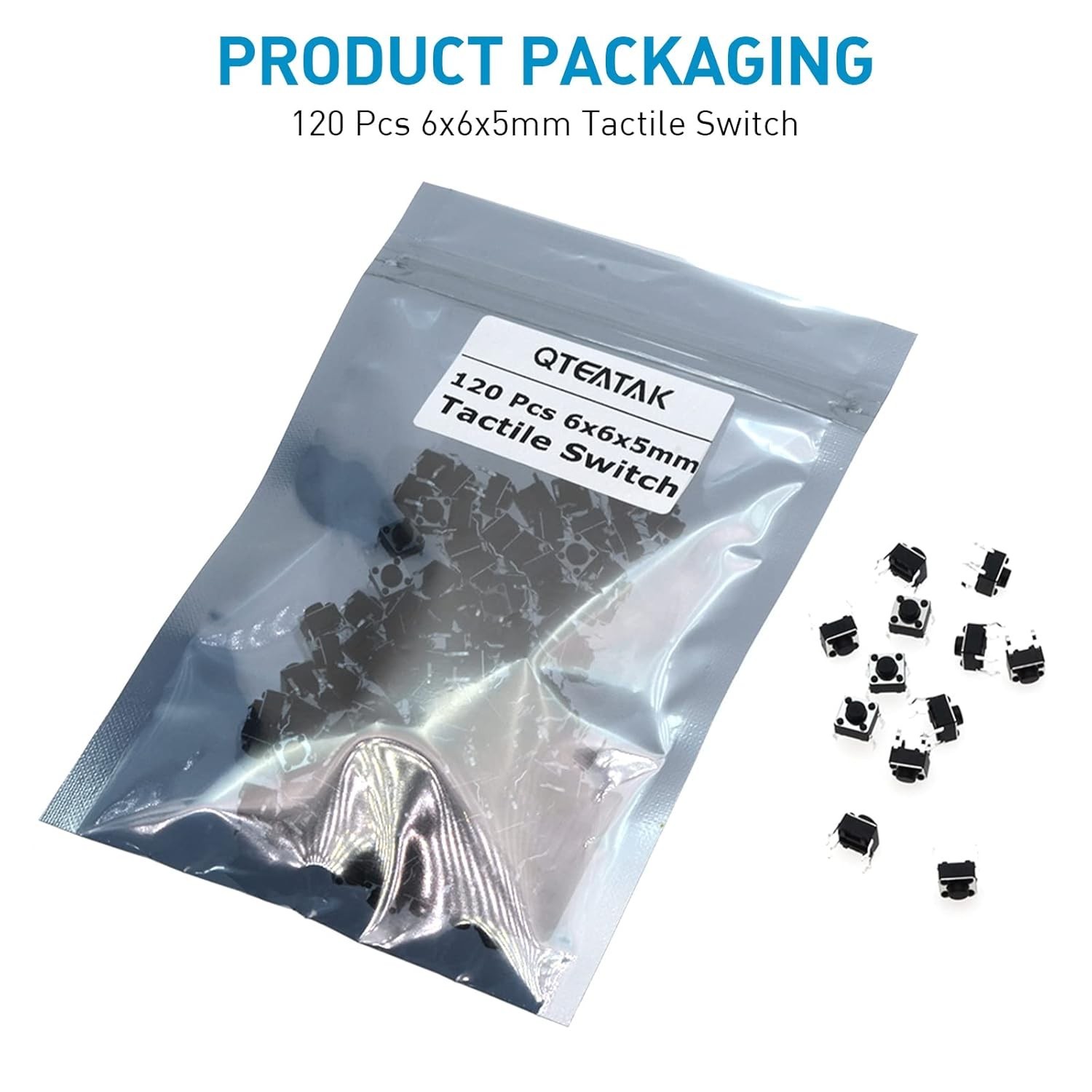 120 Pcs 6 x 6mm x 5mm Momentary Tactile Tact Push Button Switch for PCB 4 Pin...