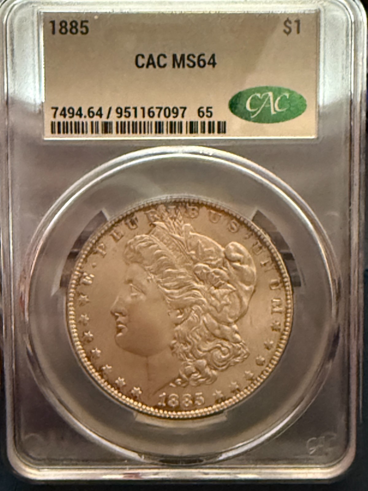1885 Morgan $1 Dollar - CAC MS64