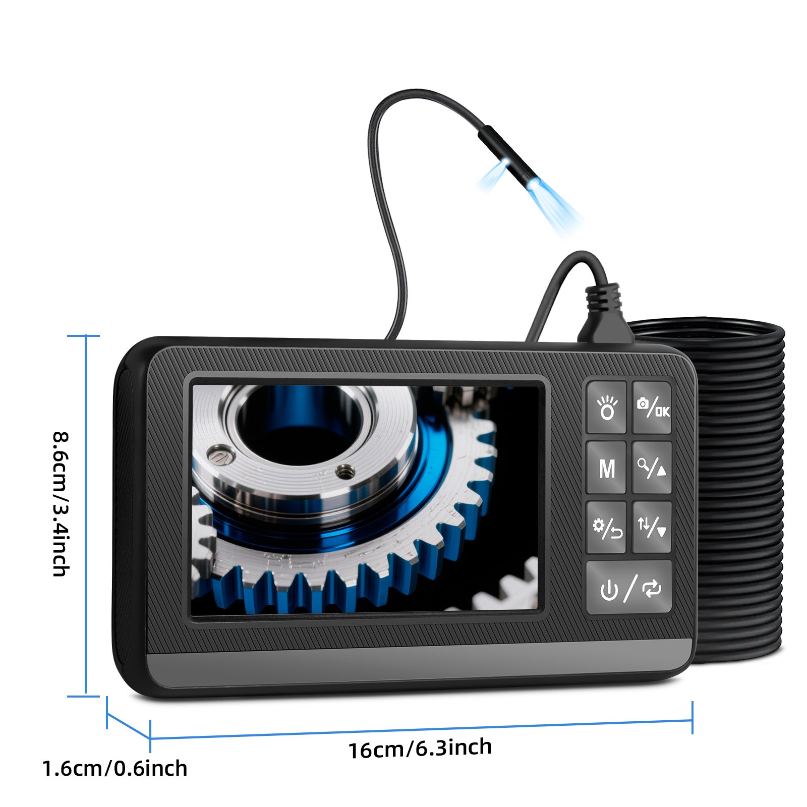 Dual Lens 5M IP67 Waterproof Inspection Camera Integrated Display Screen