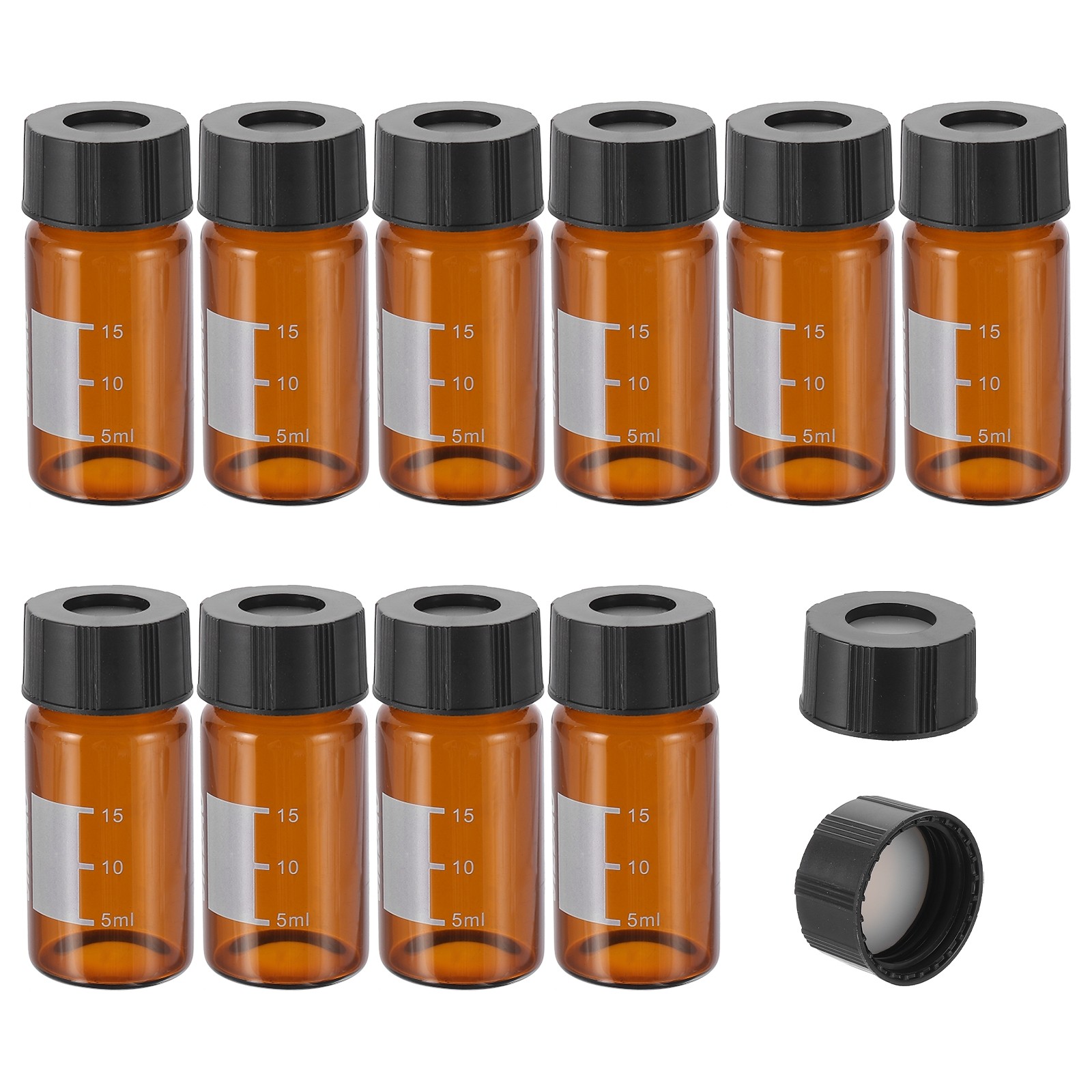 200 Pack 20ml Autosampler Vial Sample Vial Pre-Slit Septa with Black Cap, Amber
