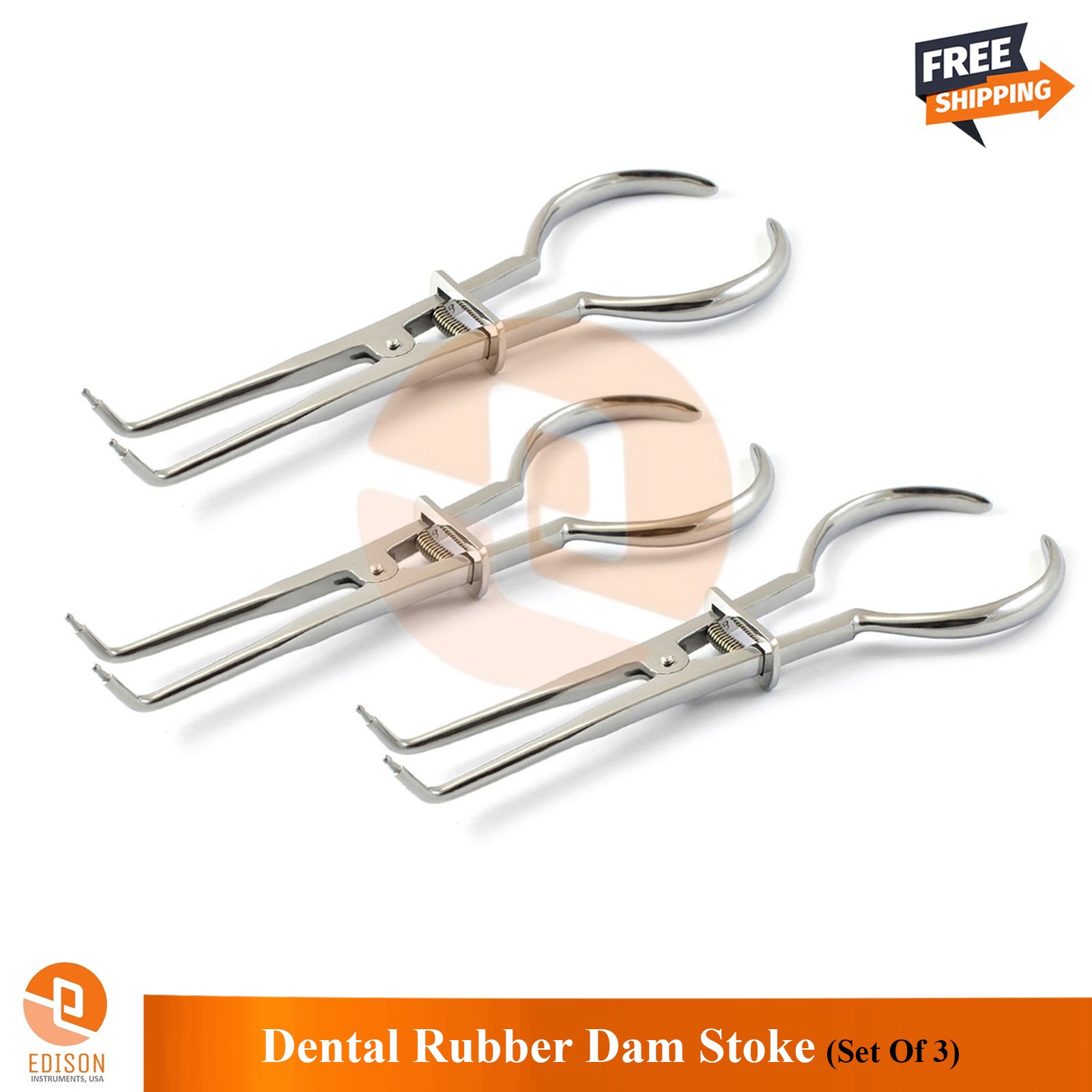 3 Pcs Dental Rubber Dam Stokes Forceps Set Endodontic Restorative Clamp Plier