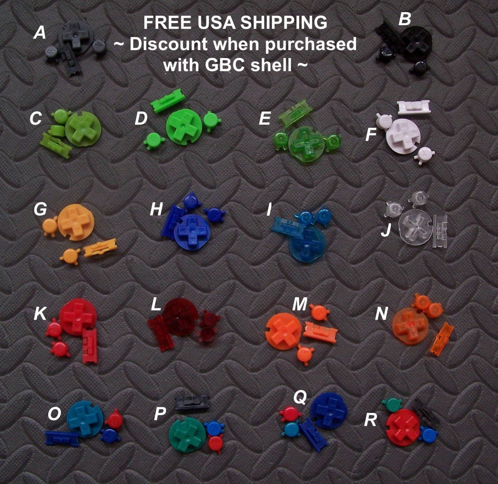 Game Boy Color GBC Set Of Buttons - Pick Color!  NEW COLORS AVAILABLE! US Seller