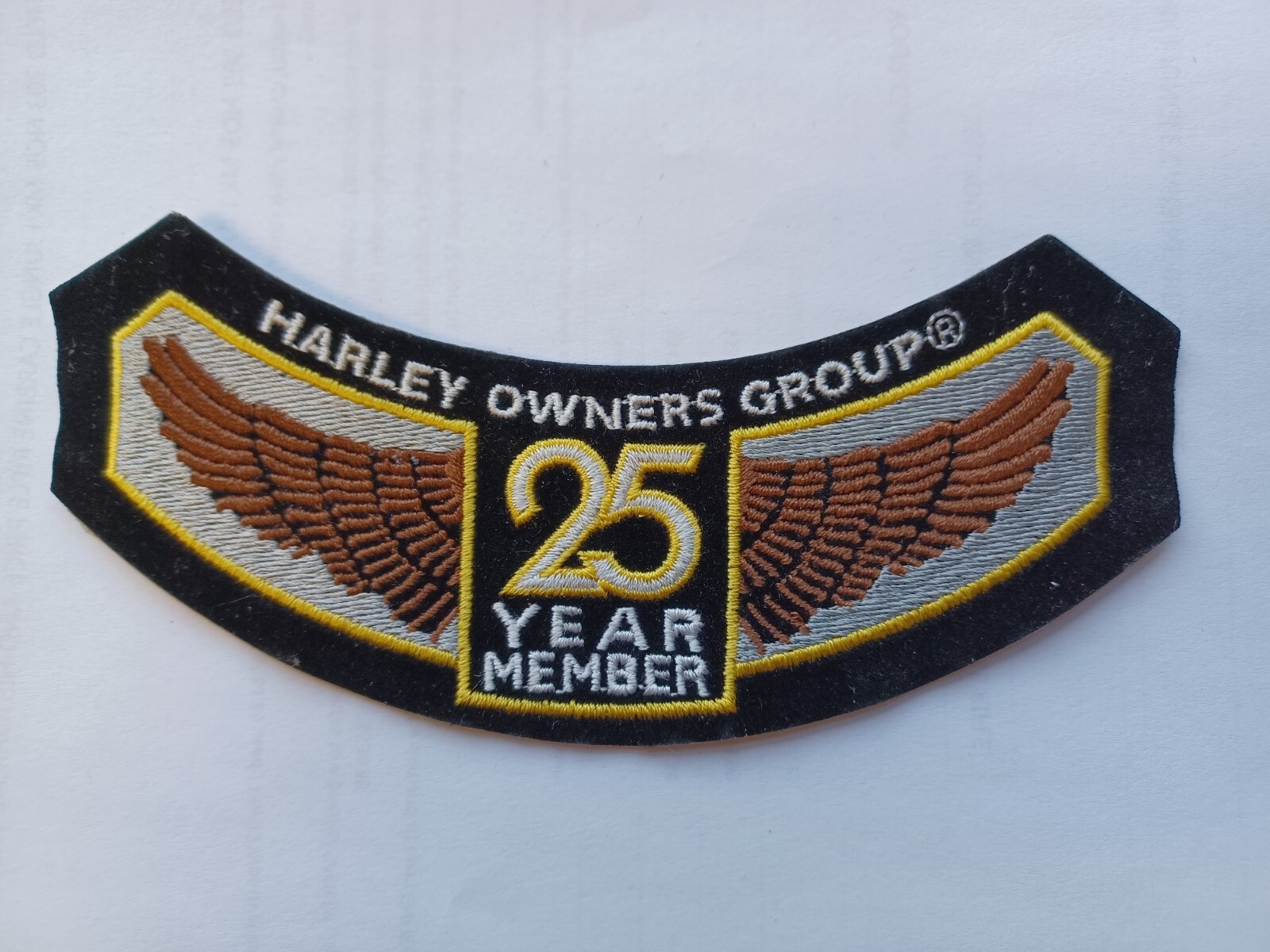 Harley  Davidson Owners Group Rocker  25 year Member Vest Jacket 5 3/4" Patch.