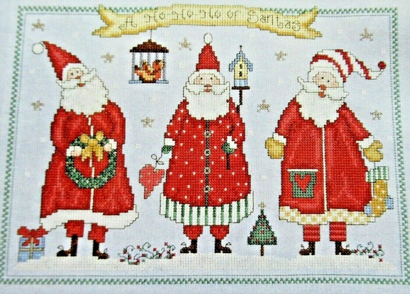 Three Santas Better Than One Cheerful Ho Ho Hos CROSS STITCH PATTERN